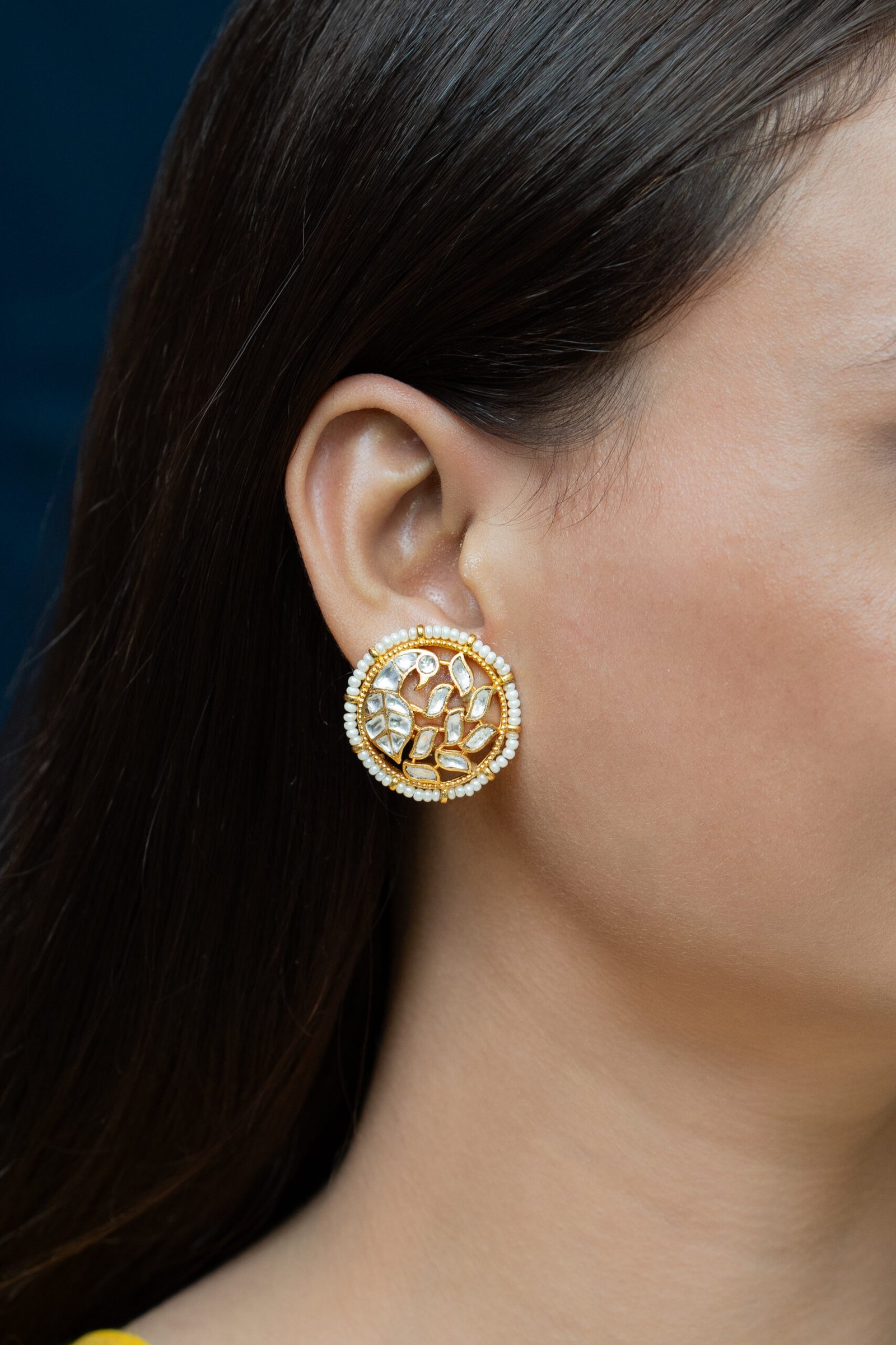 Kundan Tops Gold Earrings Pachi Kundan/ Jadau Tops