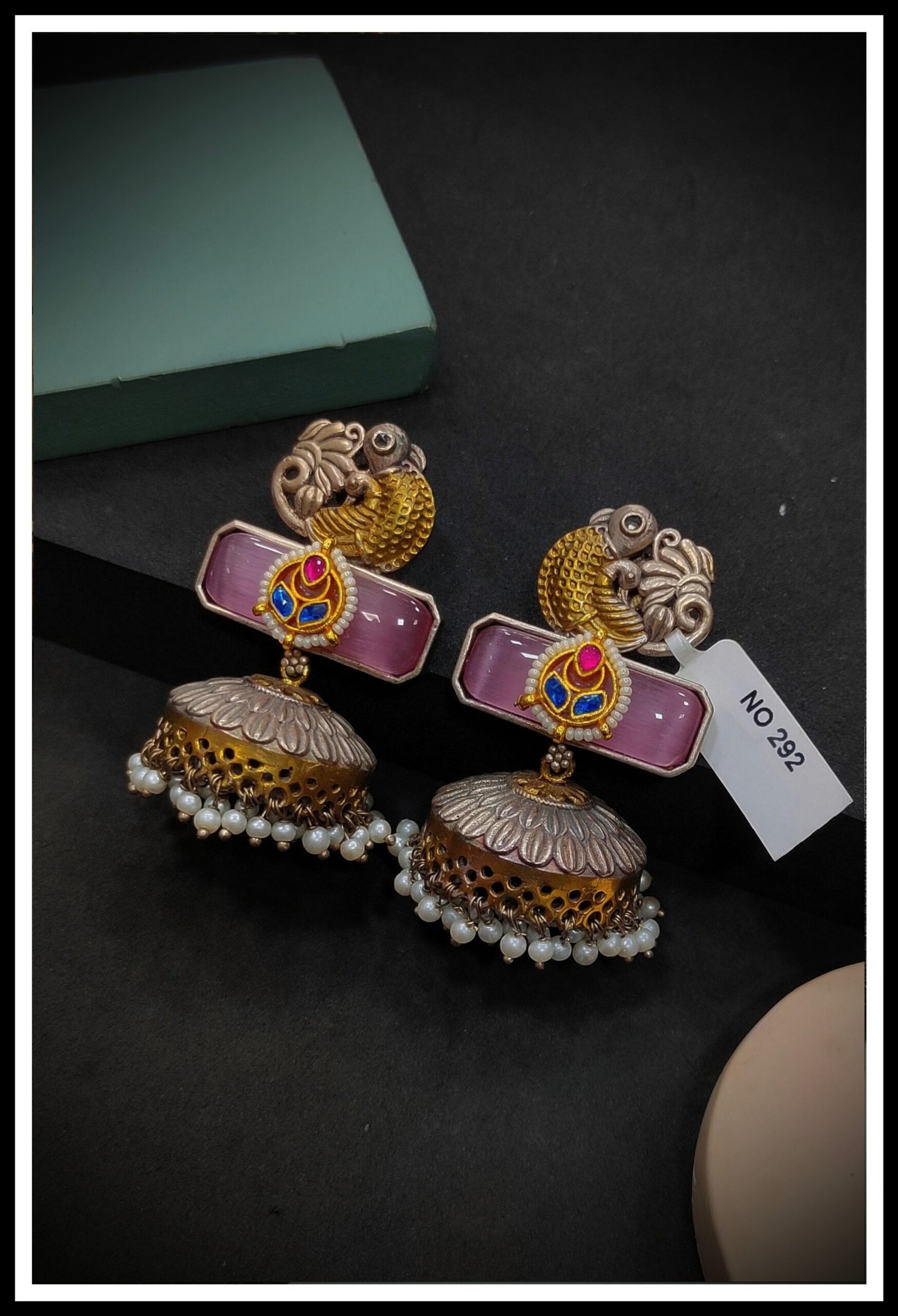 Oxodised Jumkha Earrings