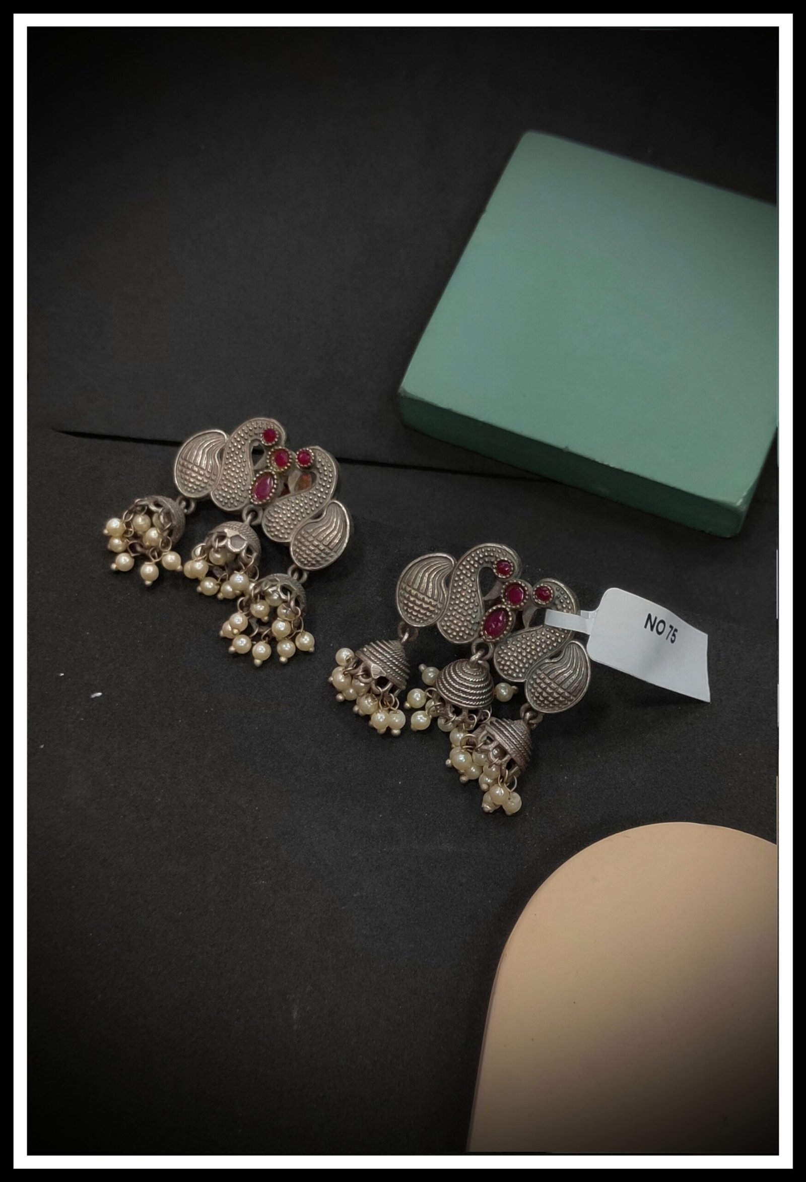 Oxodised Jumkha Earrings