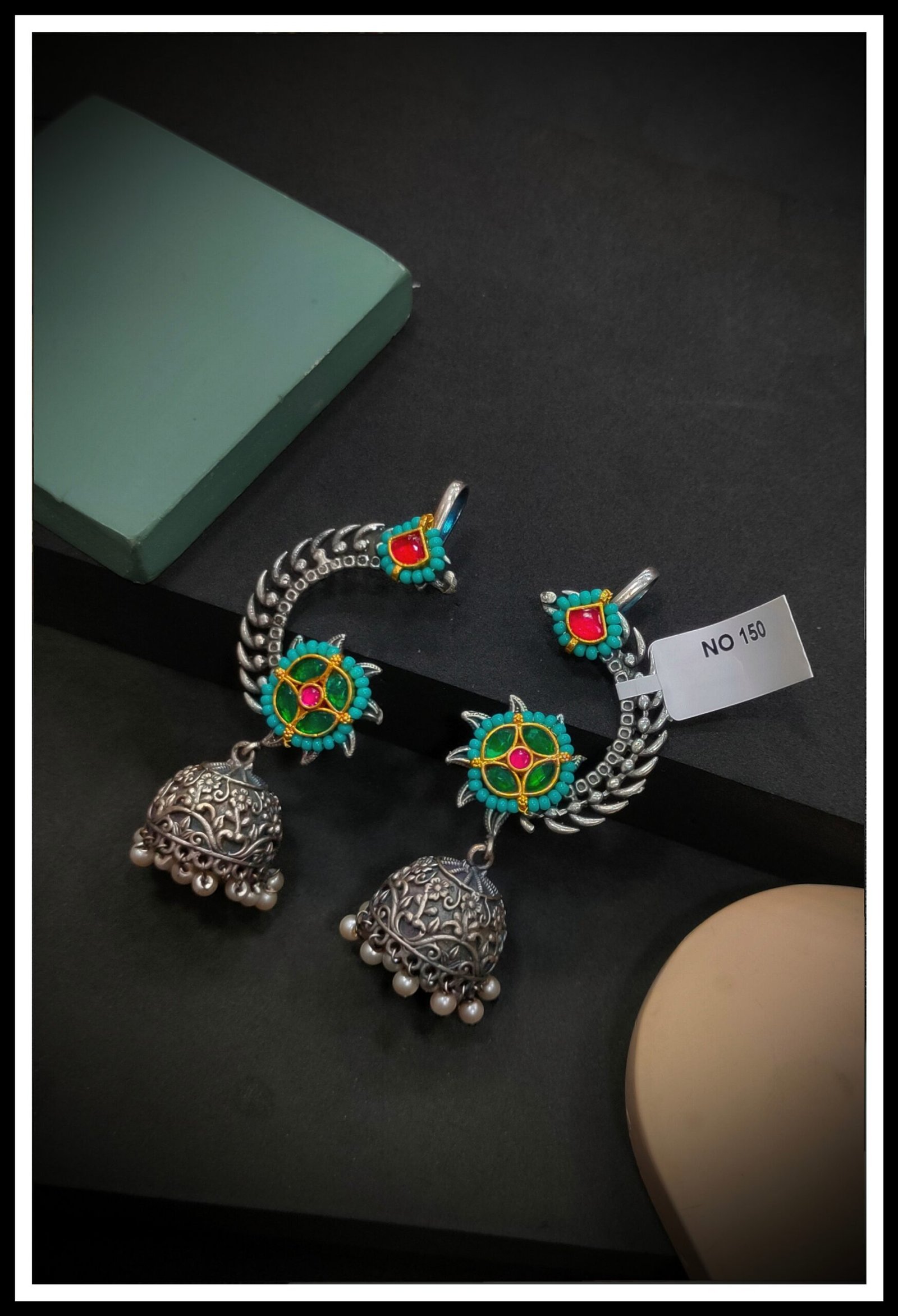 Oxodised Jumkha Earrings