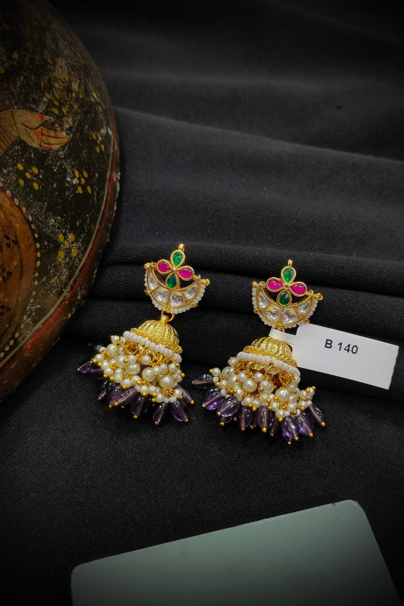 Pachi Kundan/ Jadau Jumkha Earrings