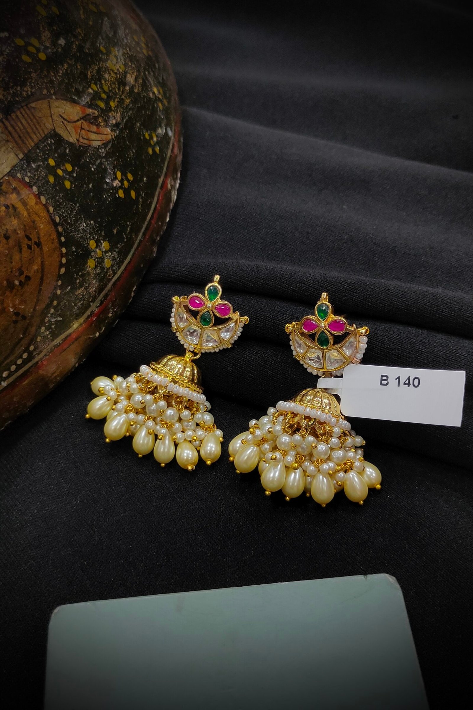 Pachi Kundan/ Jadau Jumkha Earrings