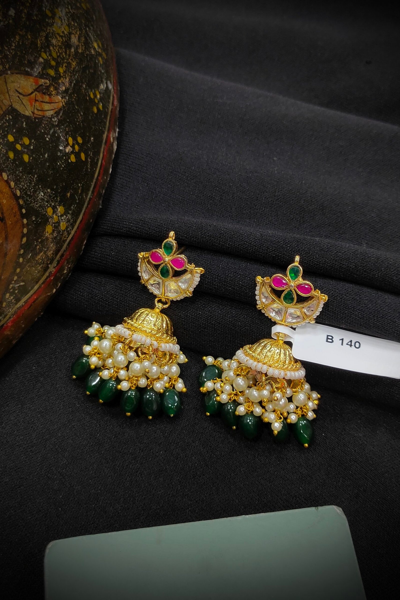 Pachi Kundan/ Jadau Jumkha Earrings