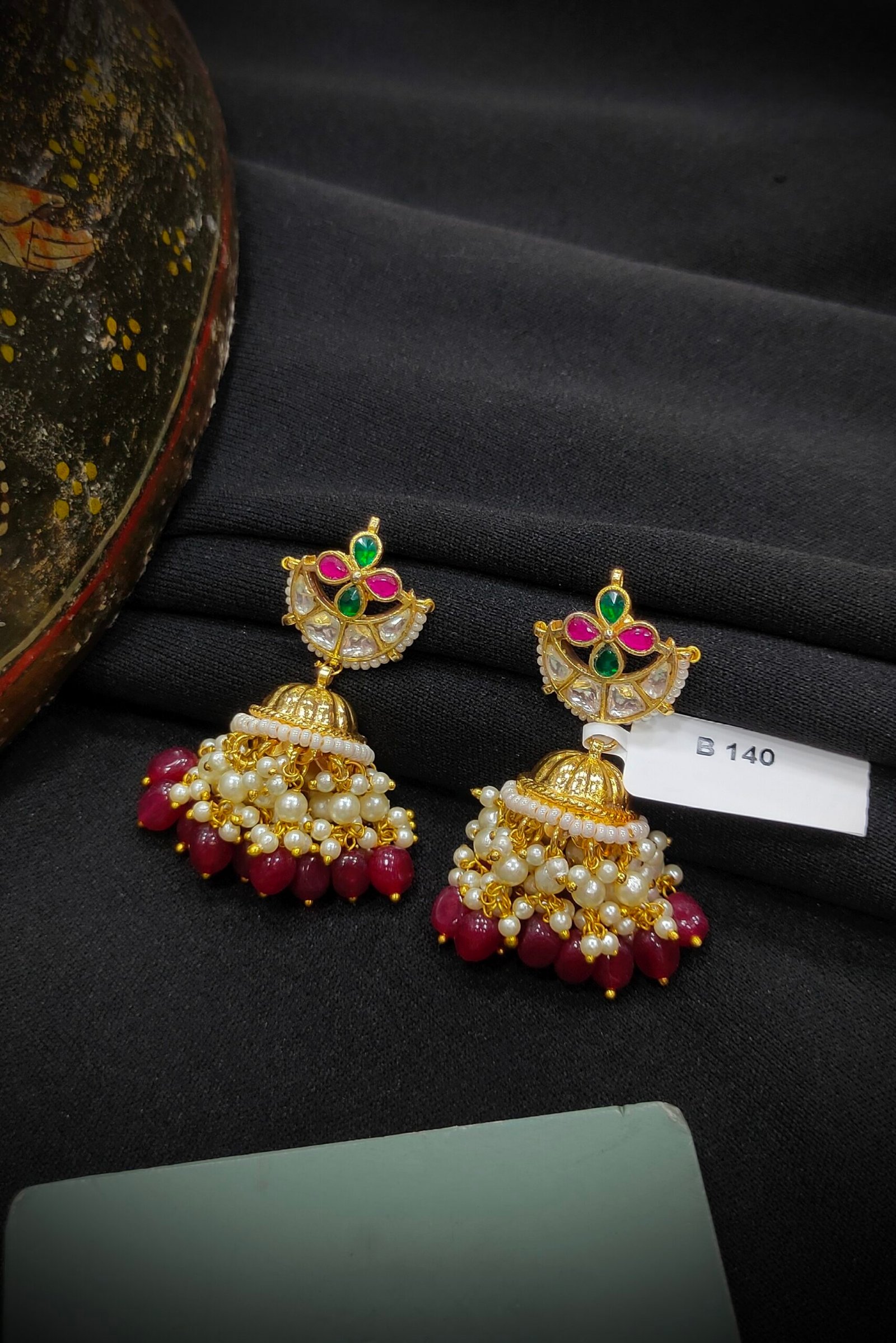 Pachi Kundan/ Jadau Jumkha Earrings
