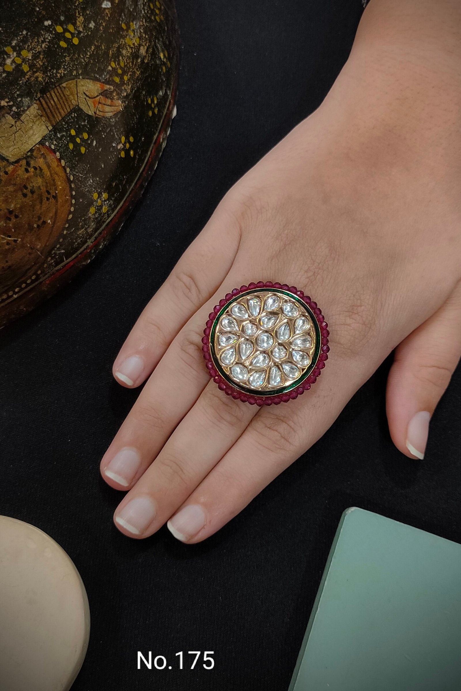 Monzonite kundan ring