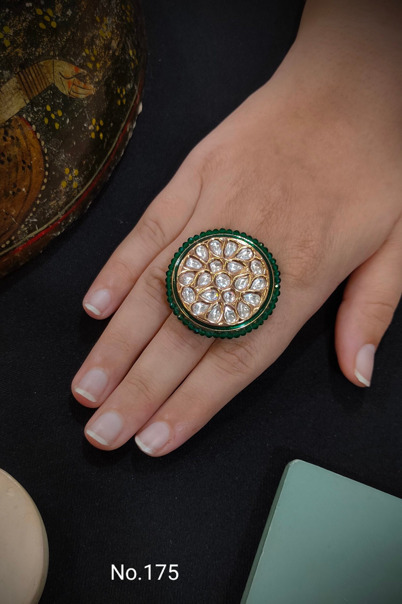 Monzonite kundan ring