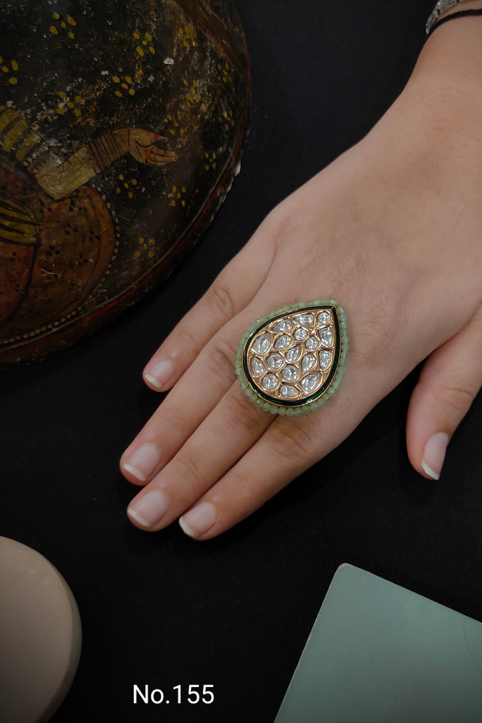 Monzonite kundan ring