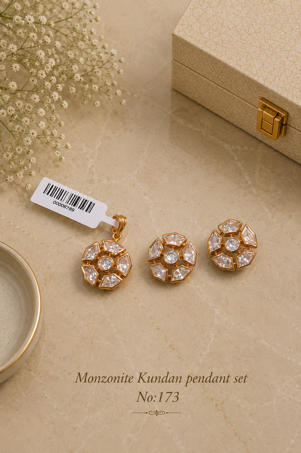 Monzonite Kundan Pendant sets