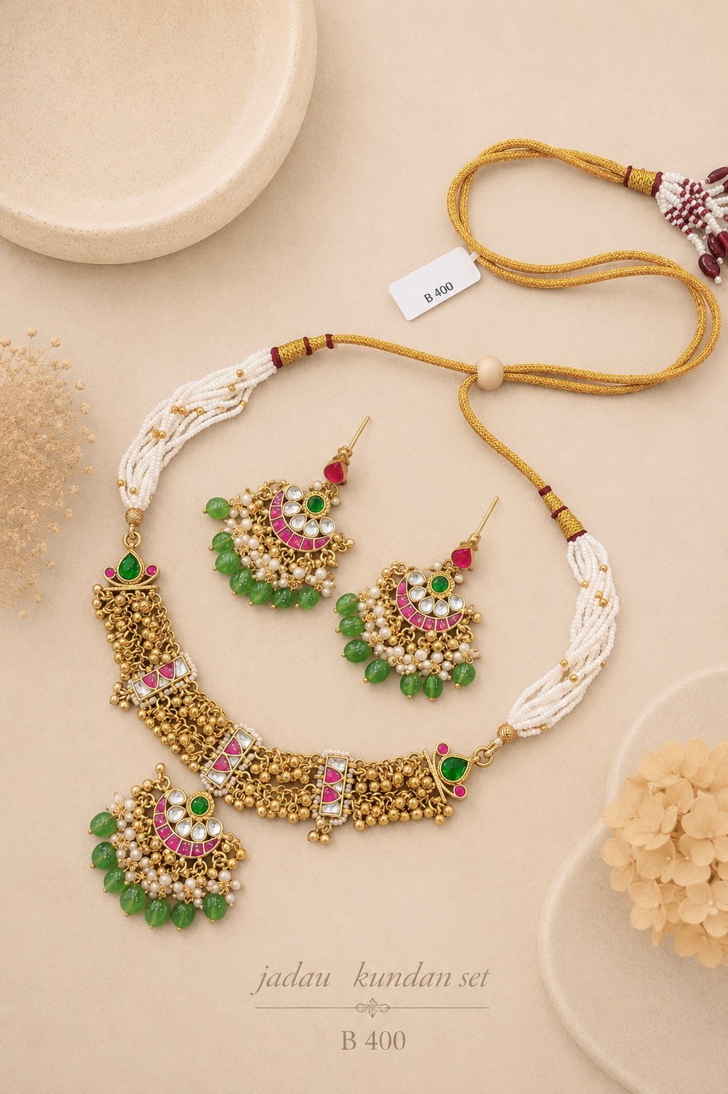 Pachi Kundan/ Jadau Necklace Set