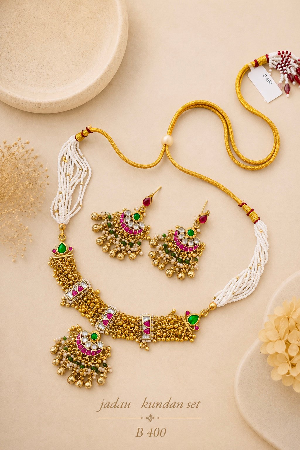 Pachi Kundan/ Jadau Necklace Set