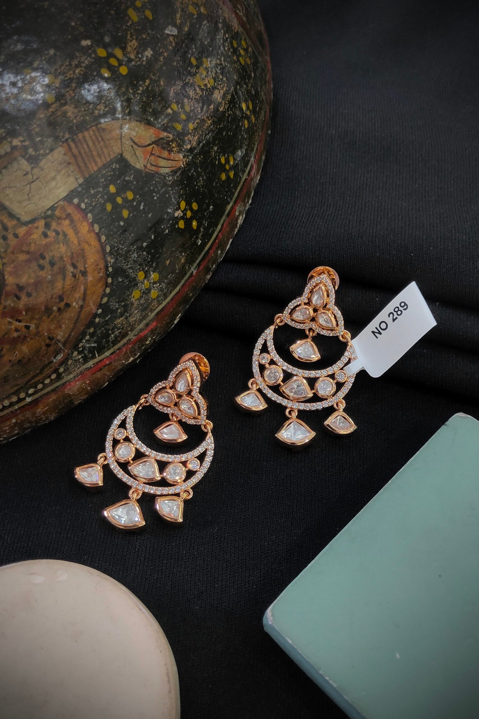 Monzonite Kundan Earrings.