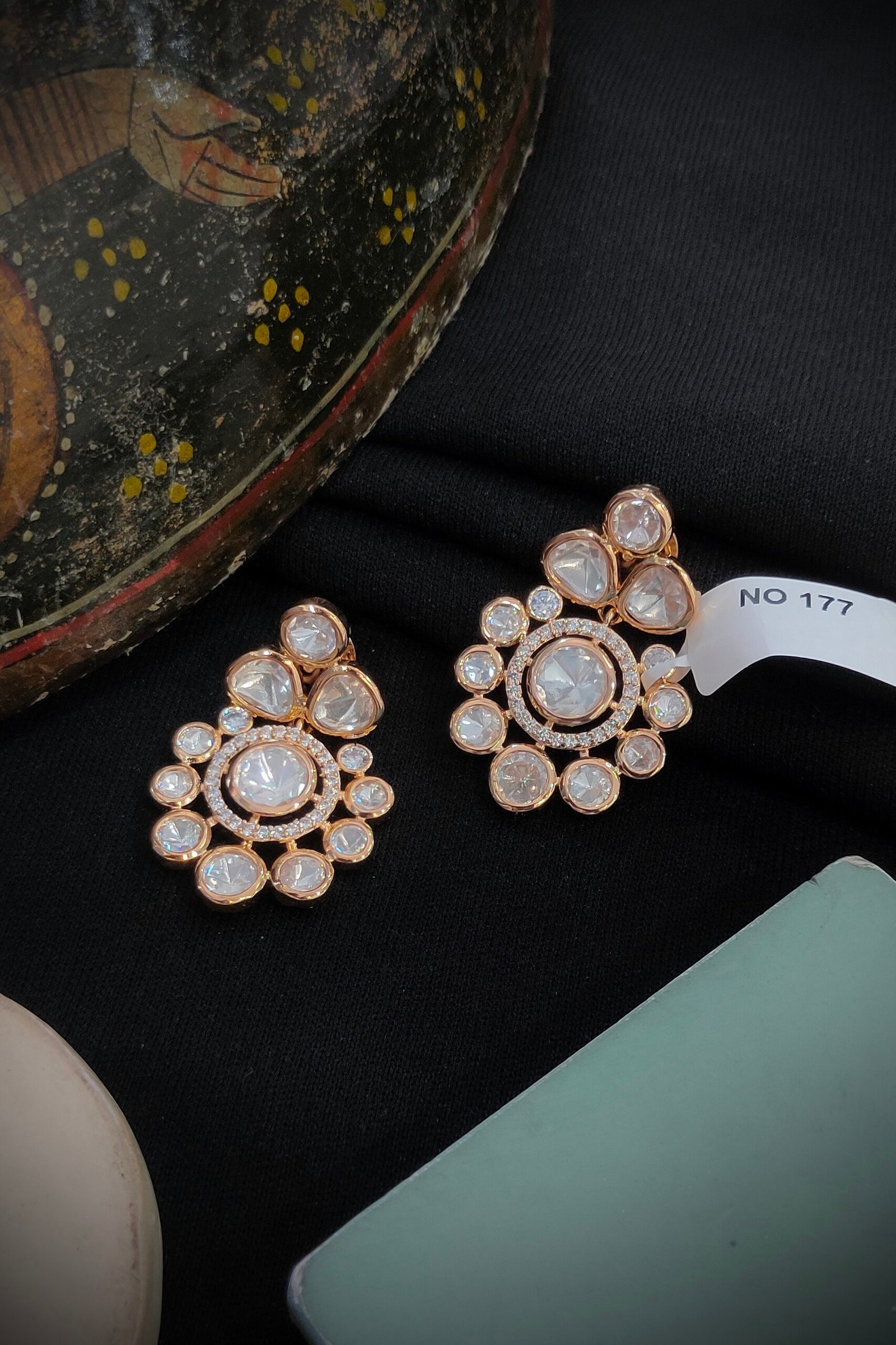 Monzonite Kundan Earrings.