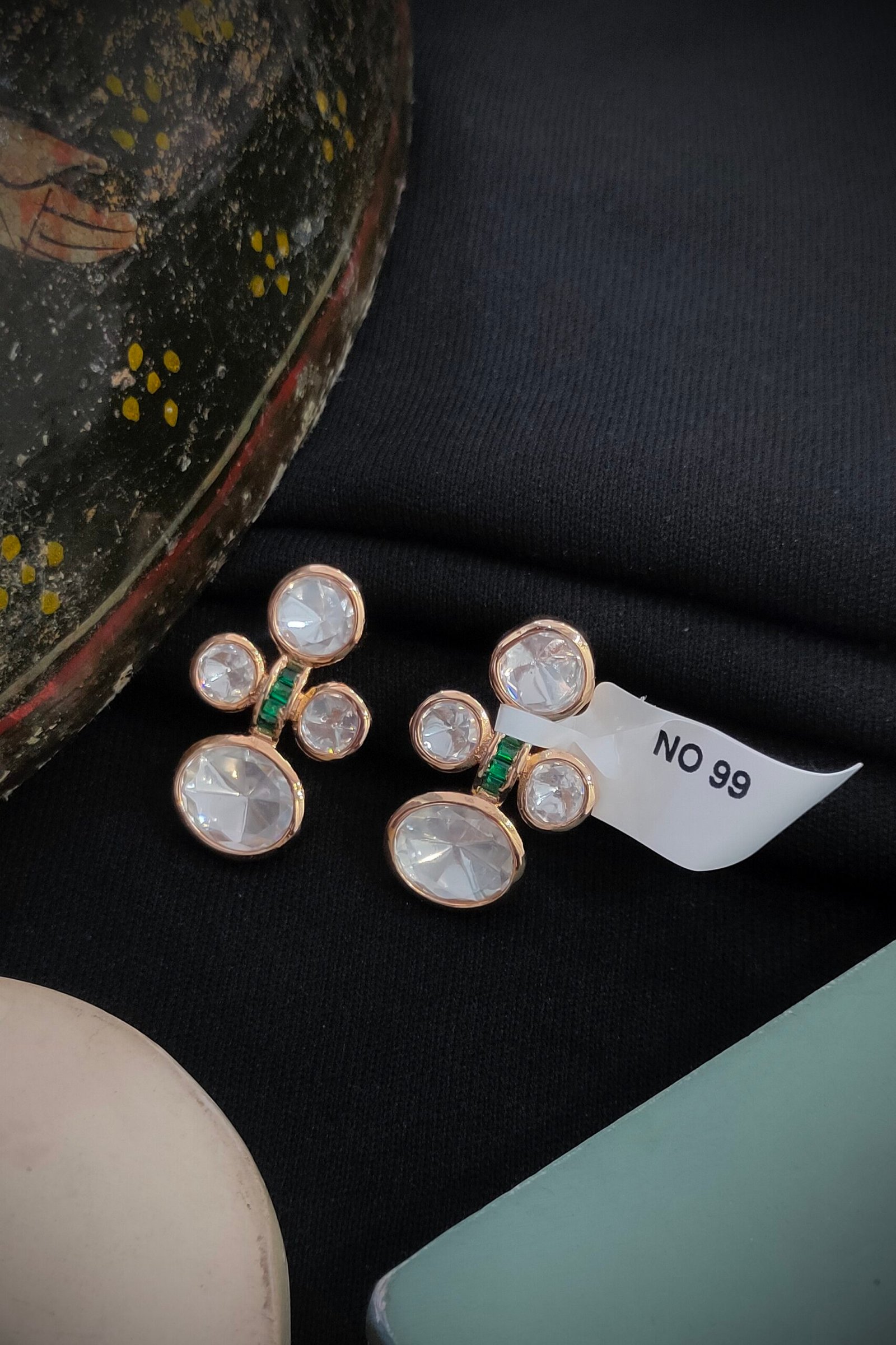 Monzonite Kundan Earrings(Tops).