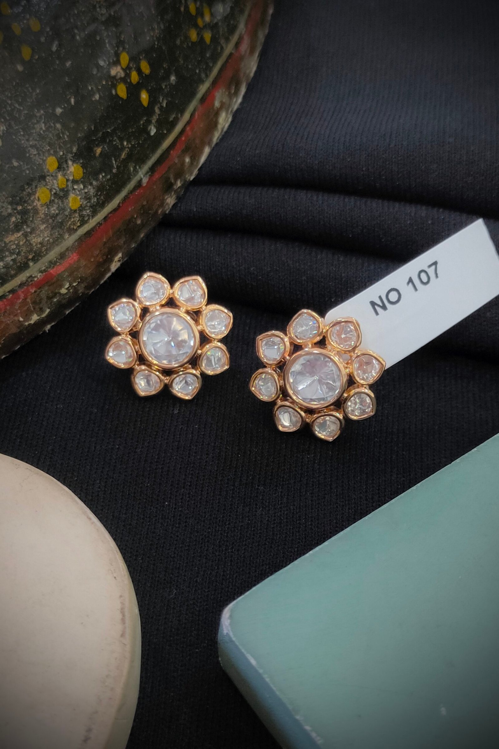 Monzonite Kundan Earrings(Tops).