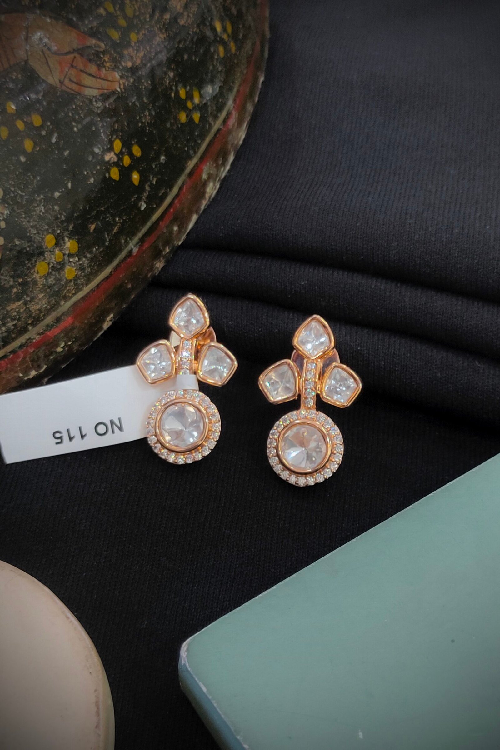 Monzonite Kundan Earrings(Tops).