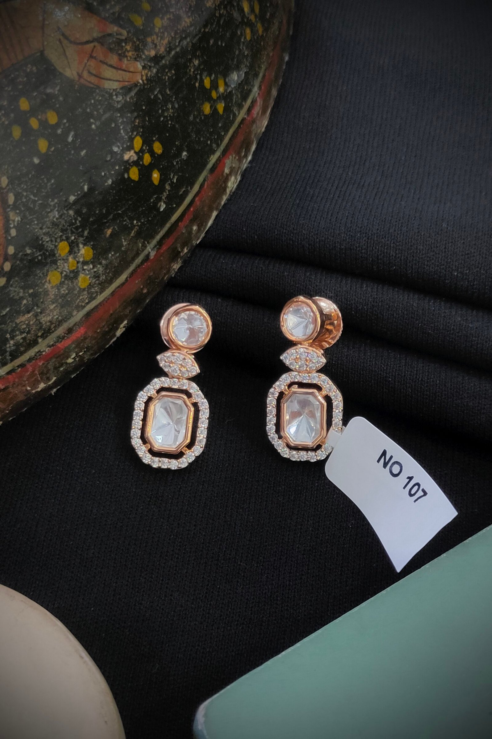 Monzonite Kundan Earrings(Tops).