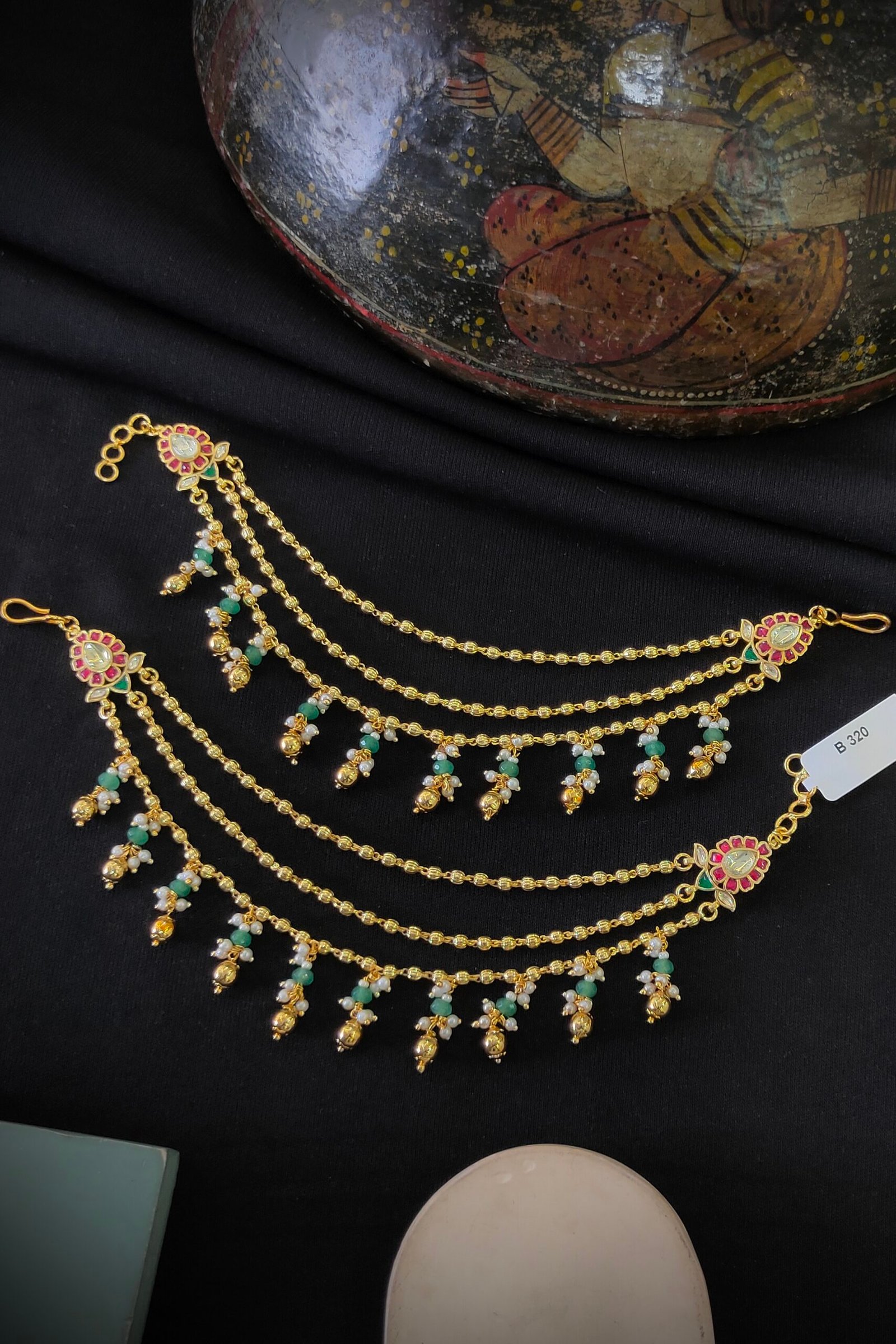 Pachi-Kundan/Jadau Earchain