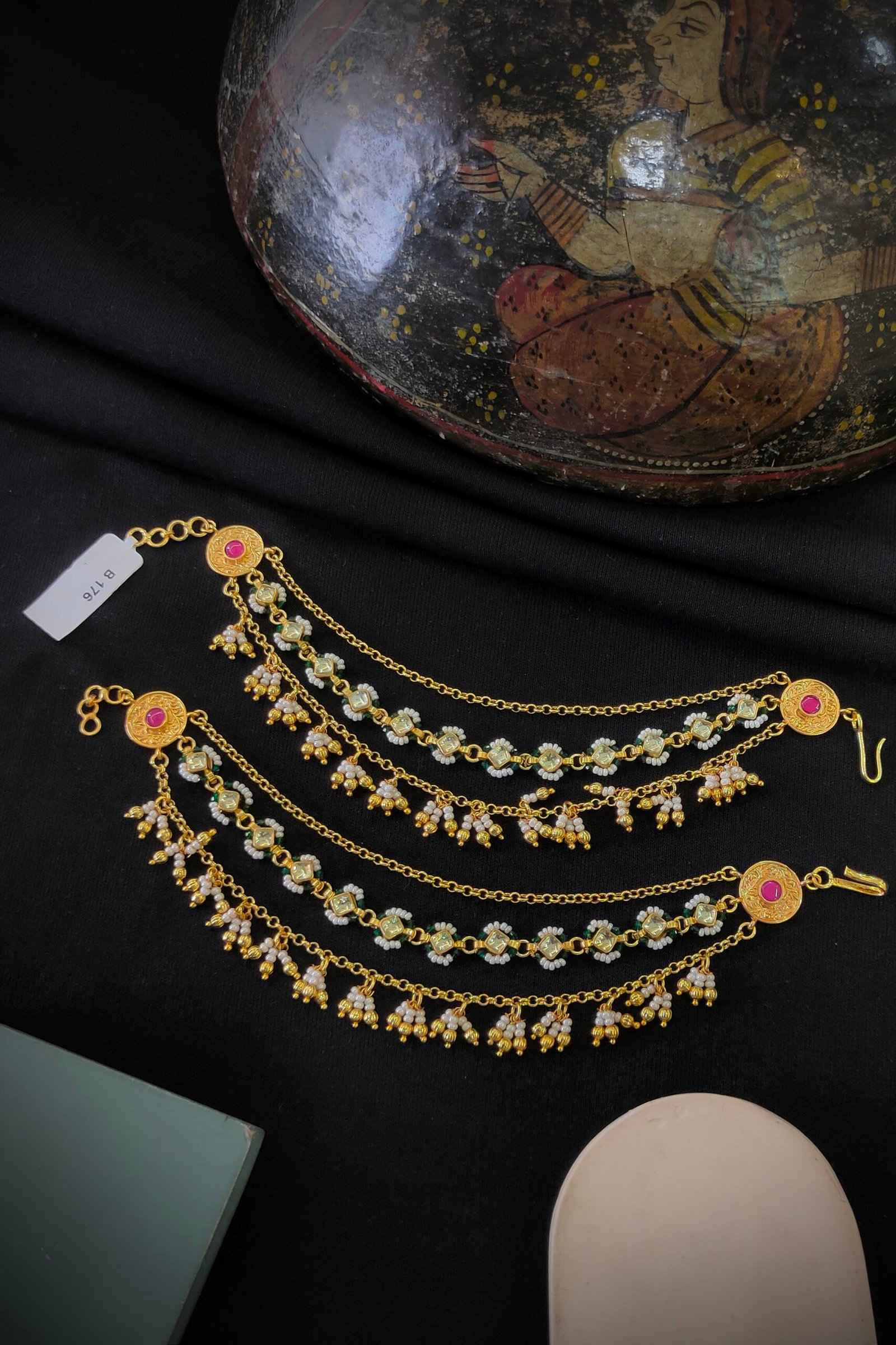 Pachi-Kundan/Jadau Earchain