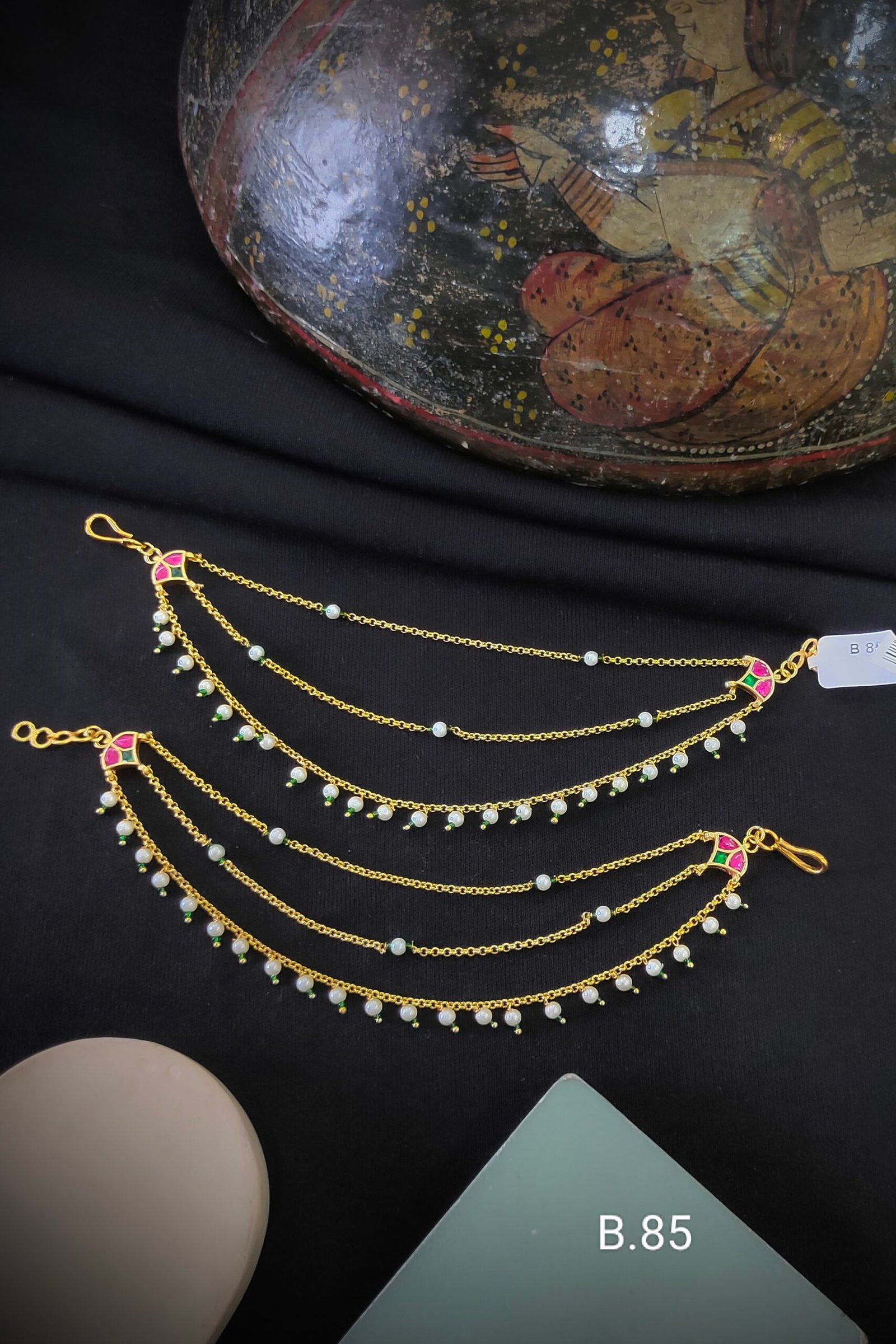 Pachi-Kundan/Jadau Earchain