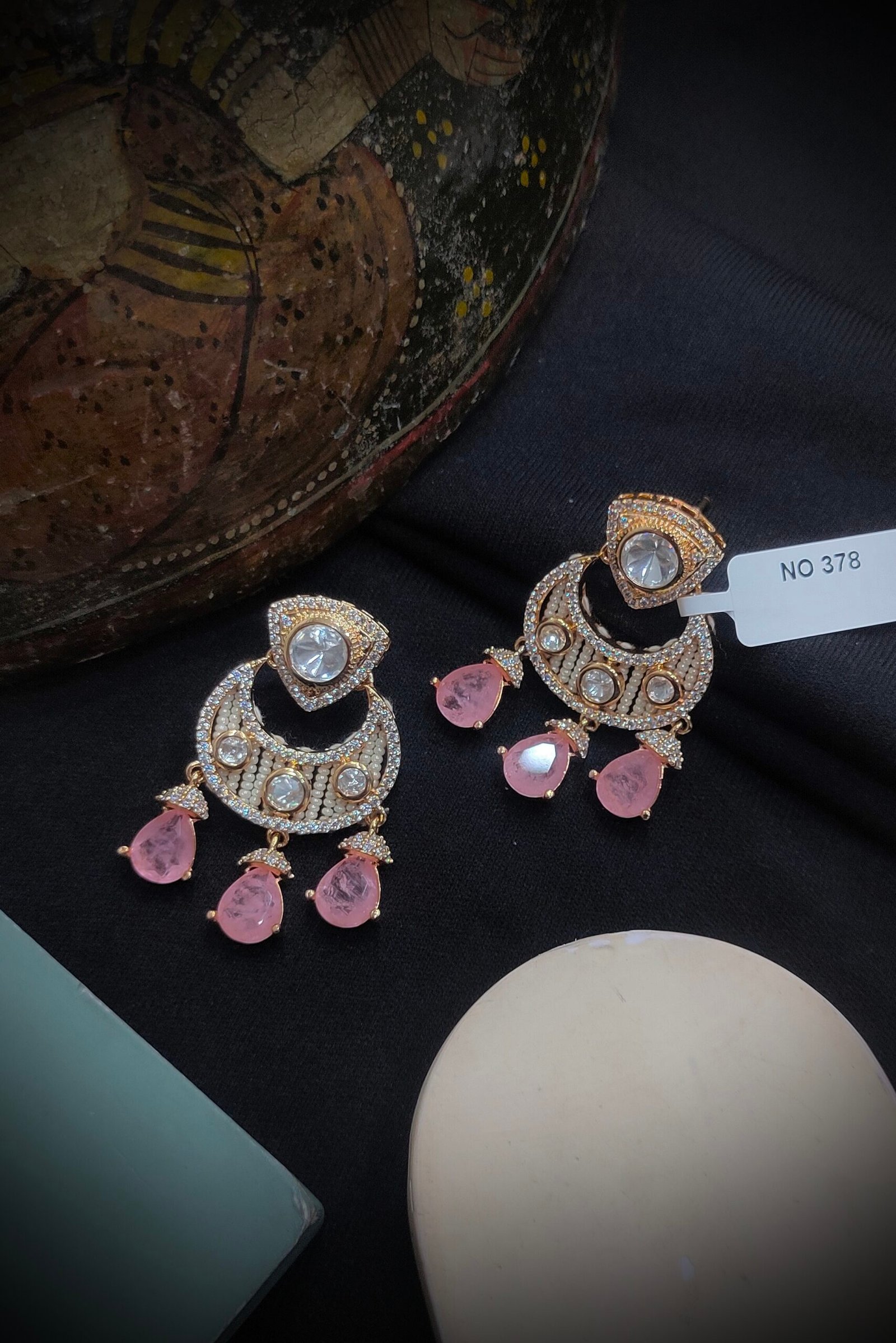 Monzonite Kundan Earrings.