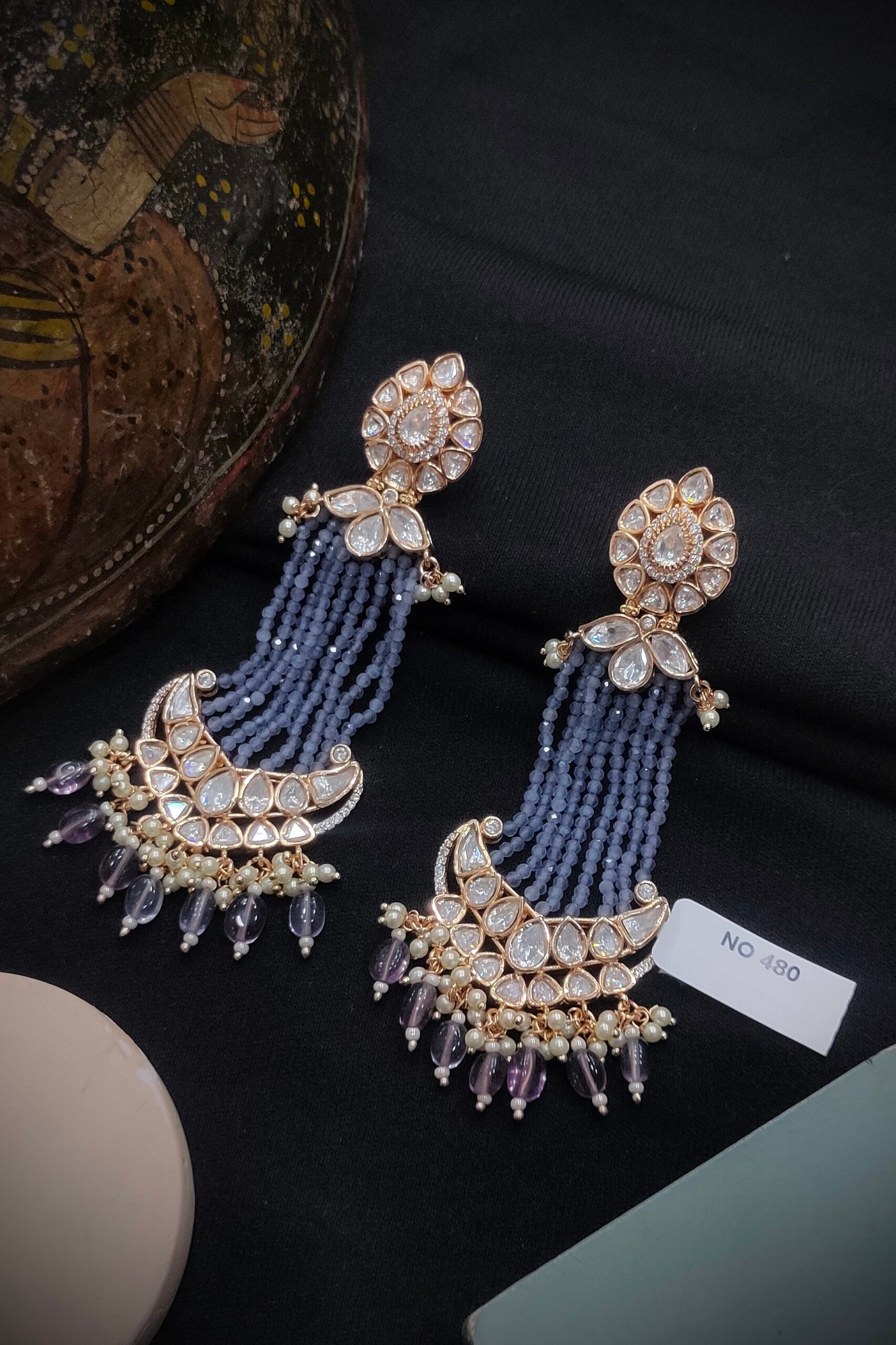 Monzonite Kundan Earrings.