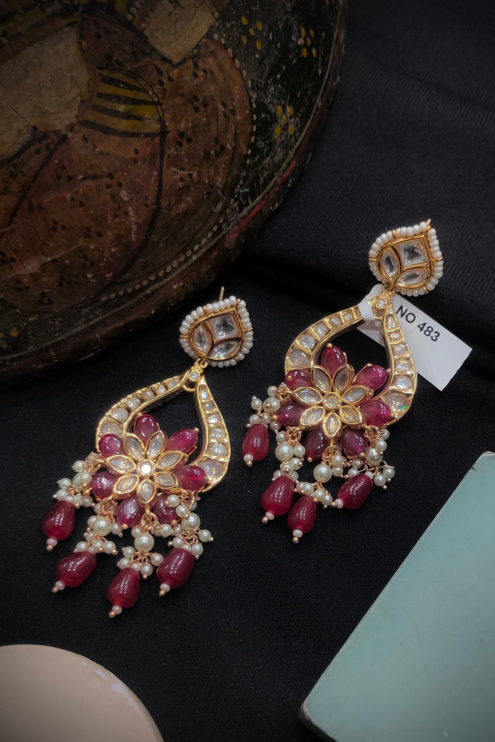 Monzonite Kundan Earrings.