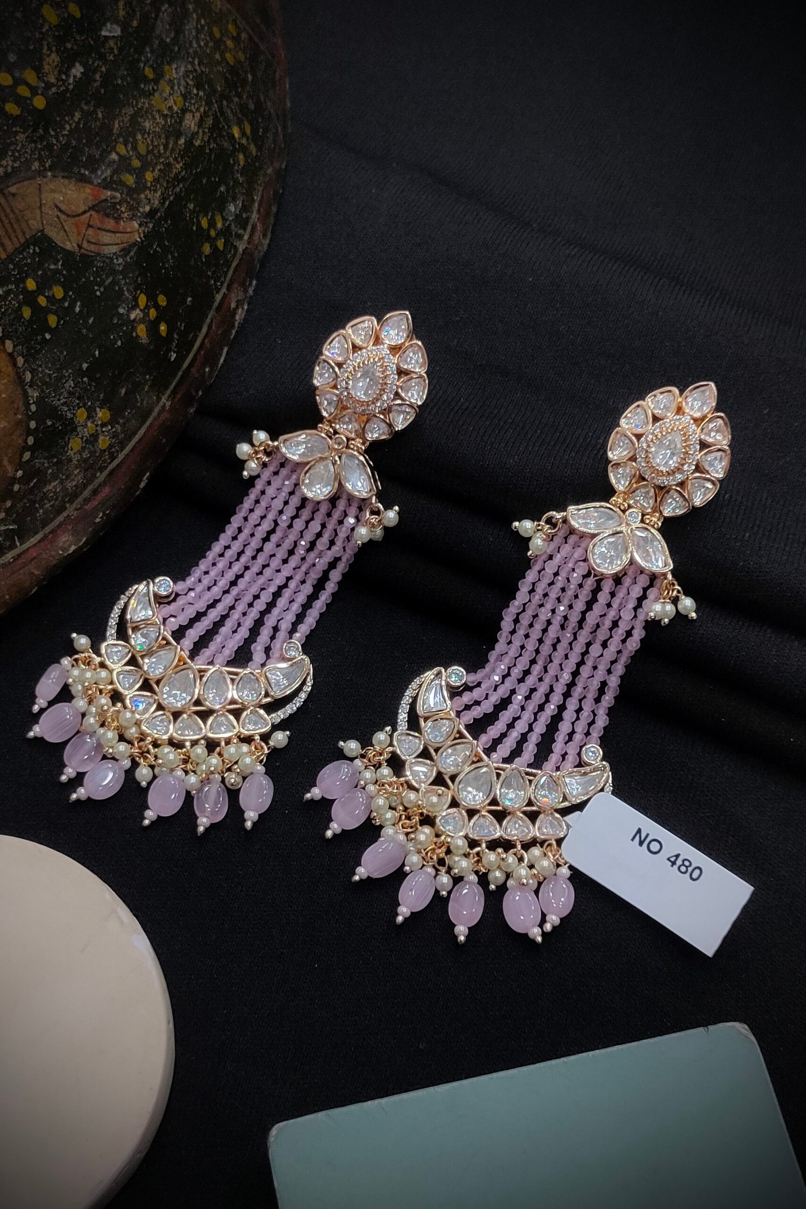 Monzonite Kundan Earrings.