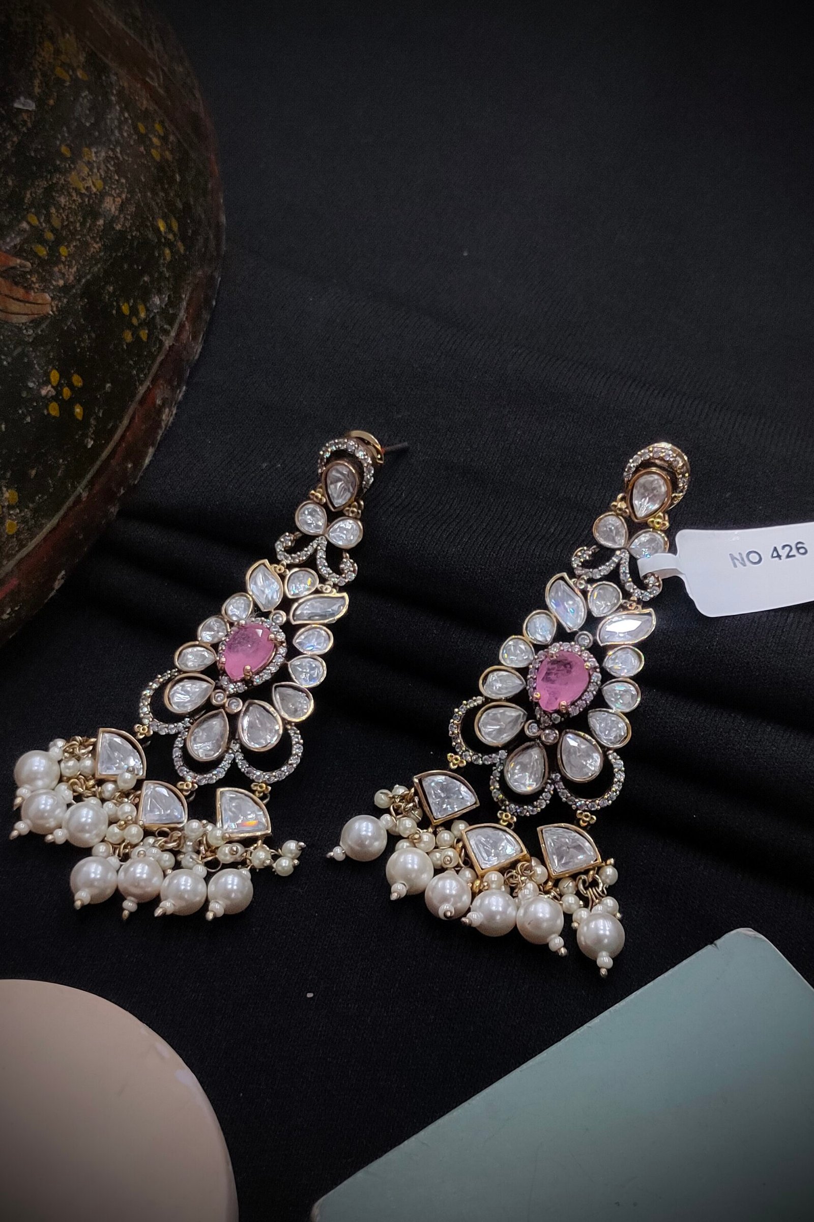 Monzonite Kundan Earrings.