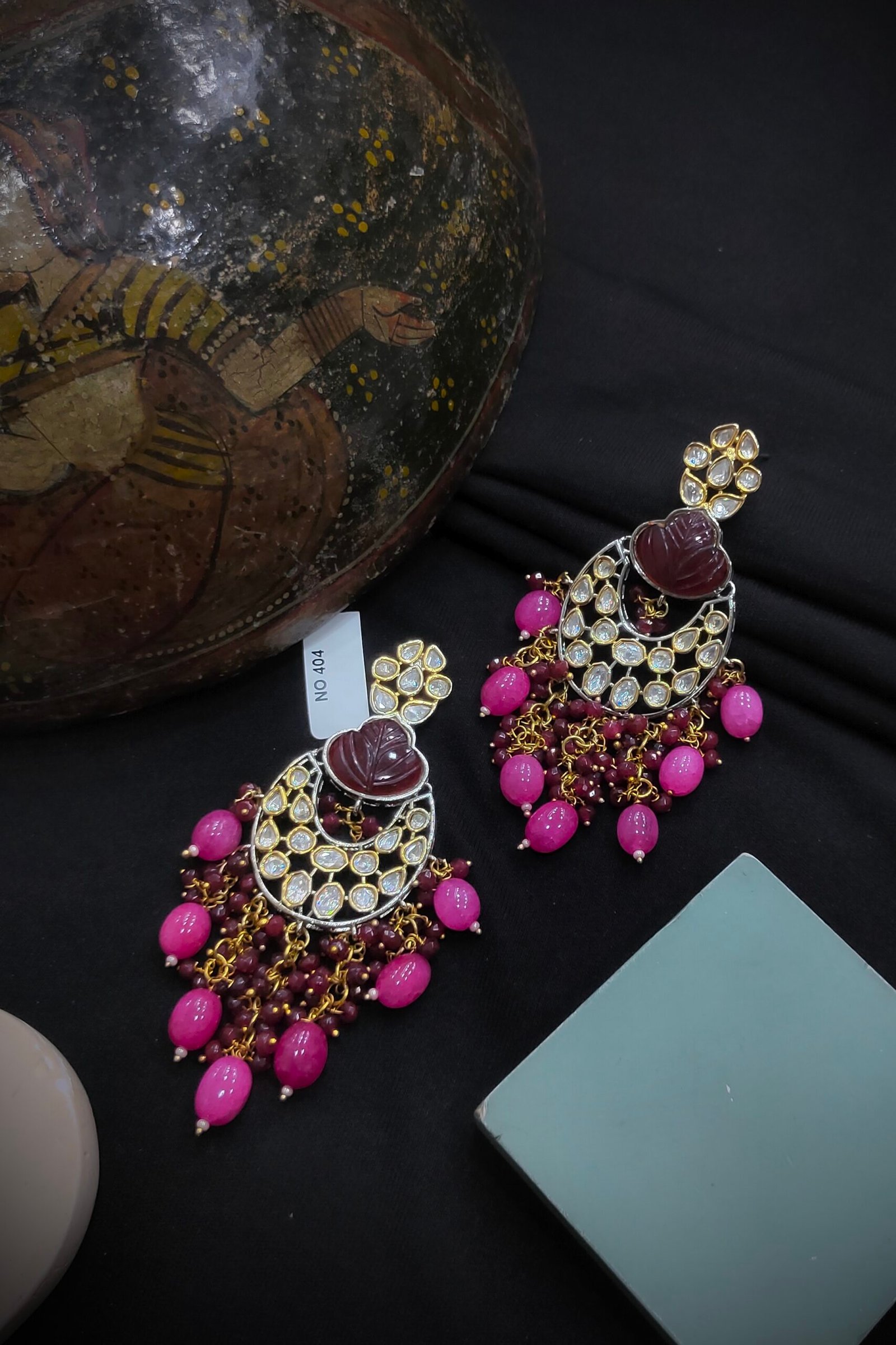 Monzonite Kundan Earrings.