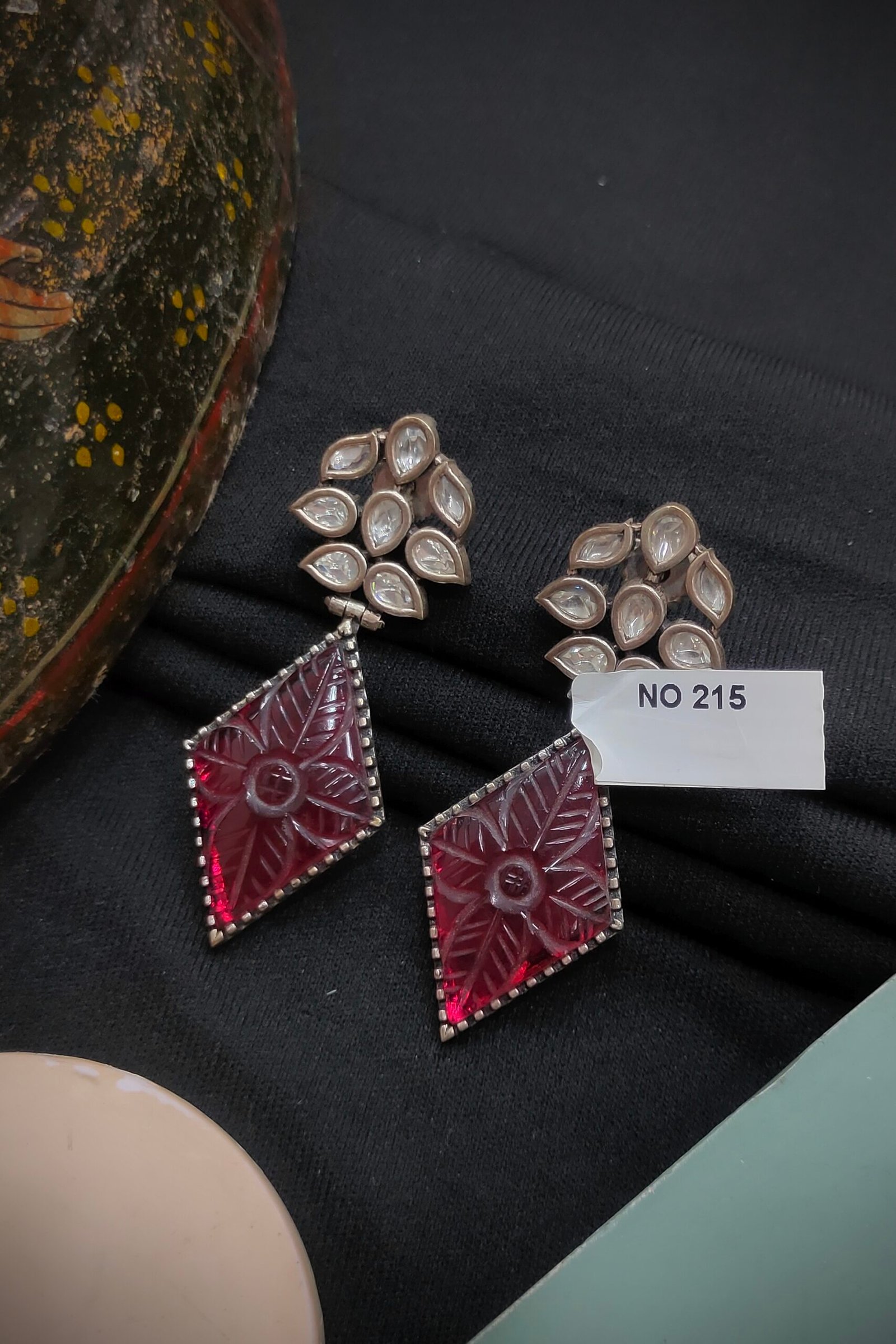 Monzonite Kundan Earring