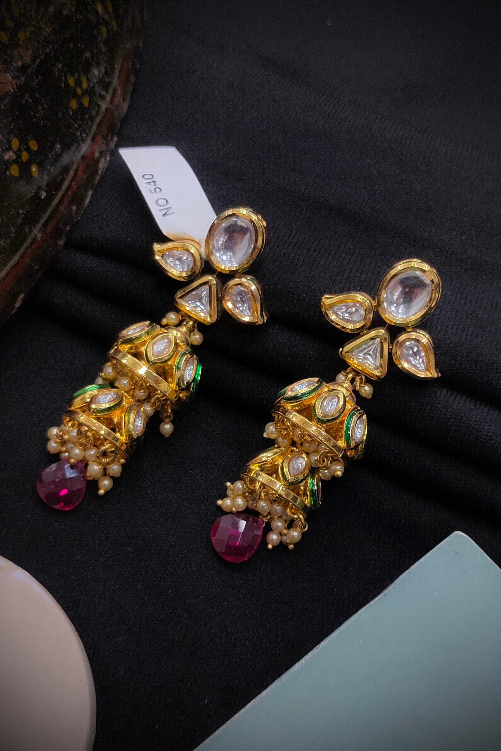Kundan Jumkha Earrings.