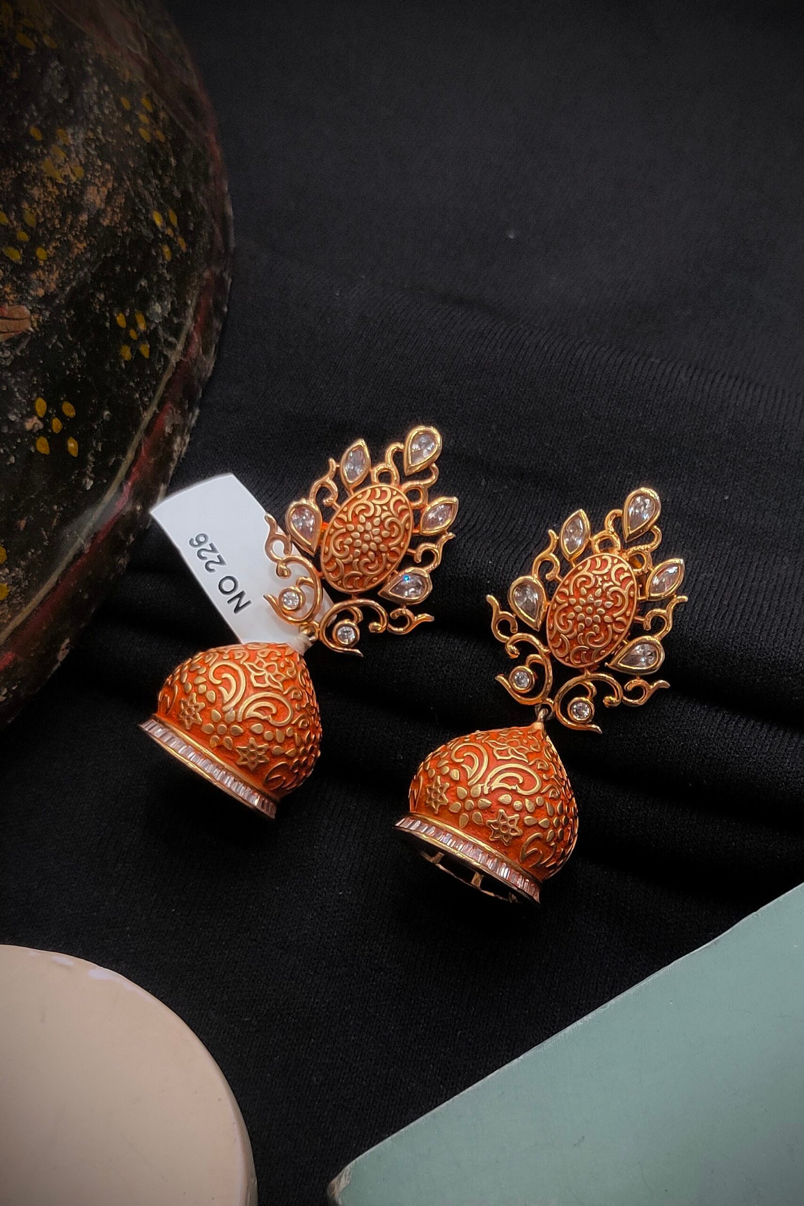 Kundan Jumkha Earrings.