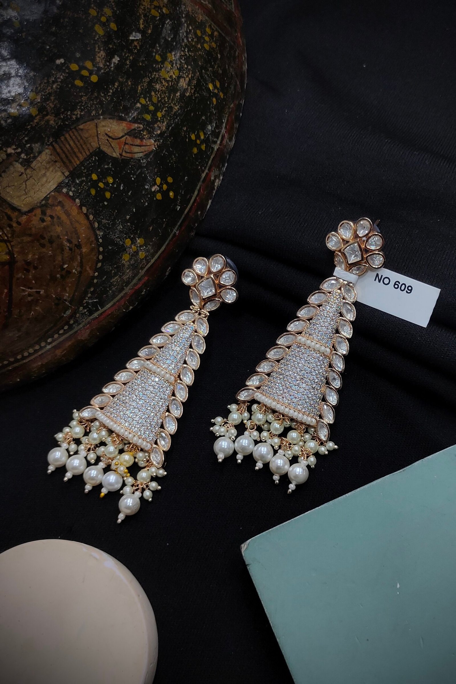 Monzonite Kundan Earrings.