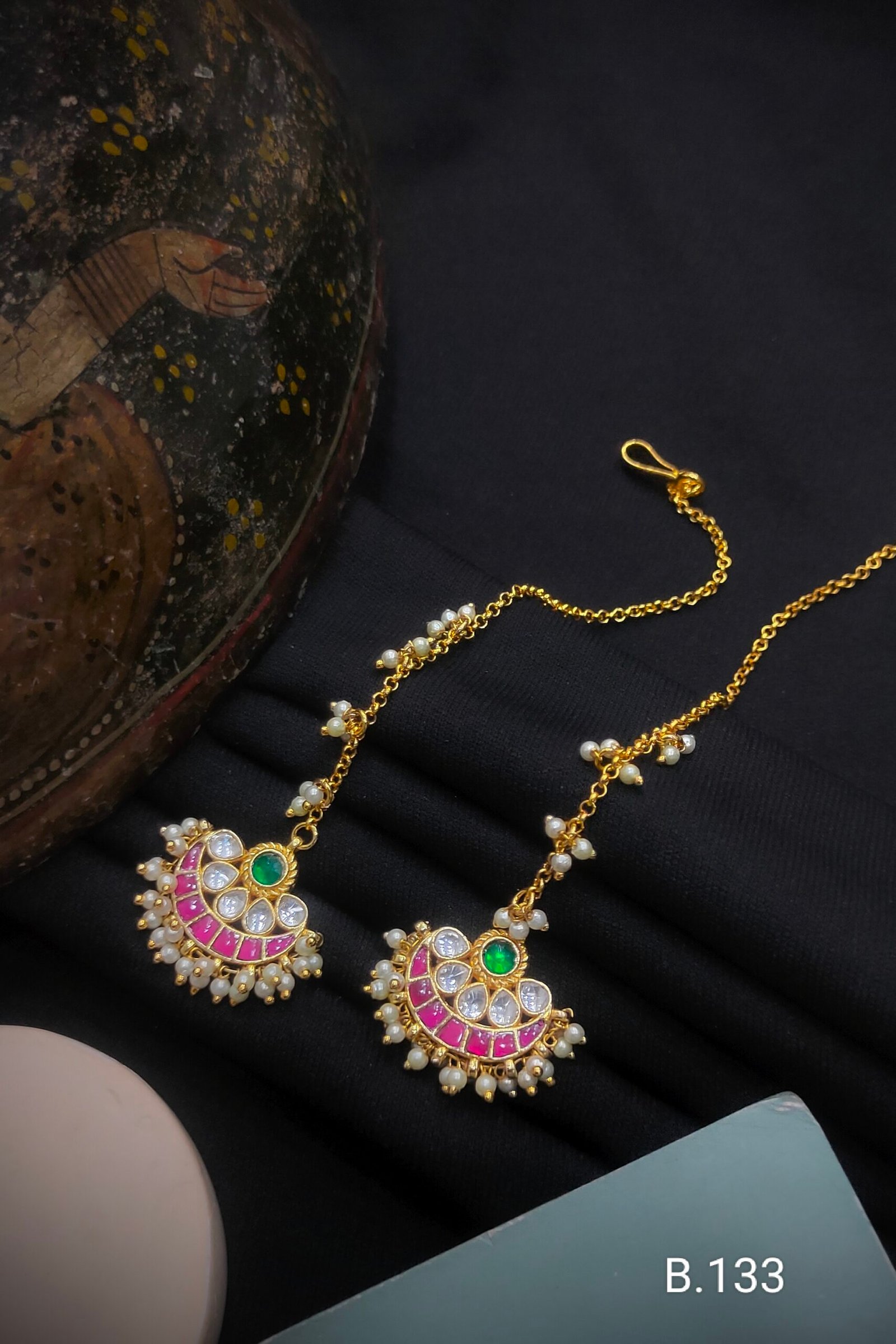 Pachi Kundan/ Jadau Tops With Earchains