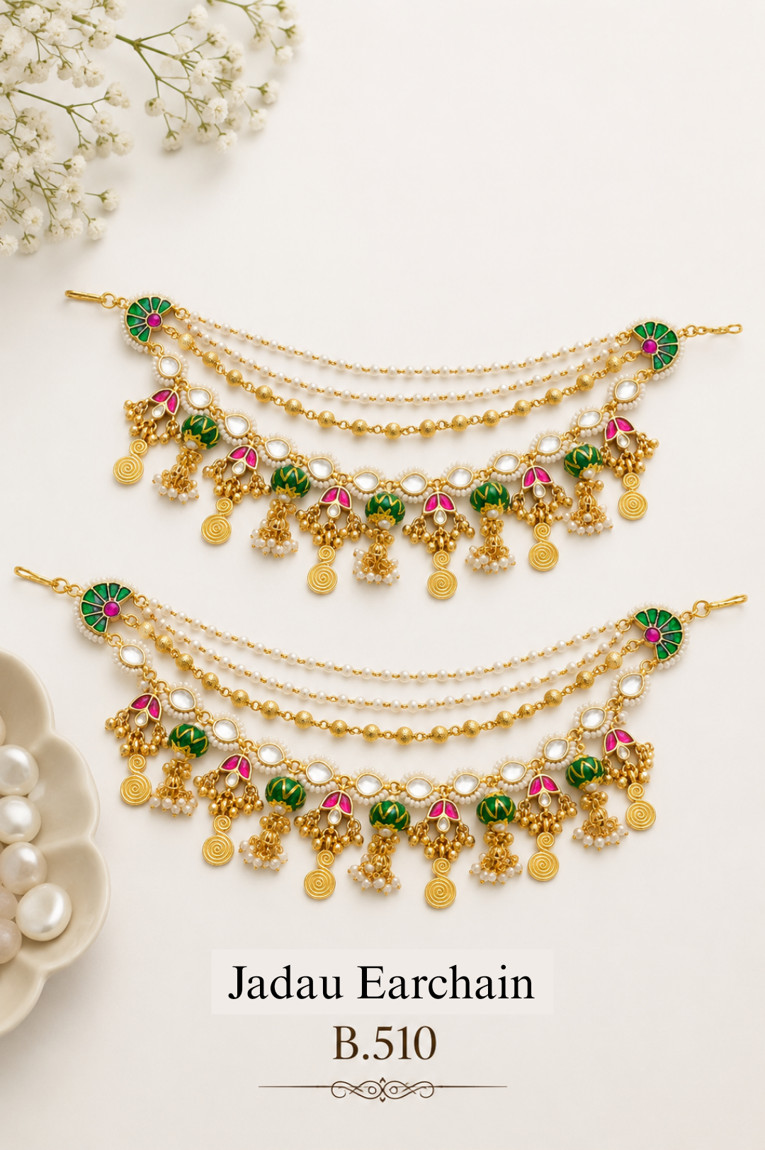 Pachi-Kundan/Jadau Earchain