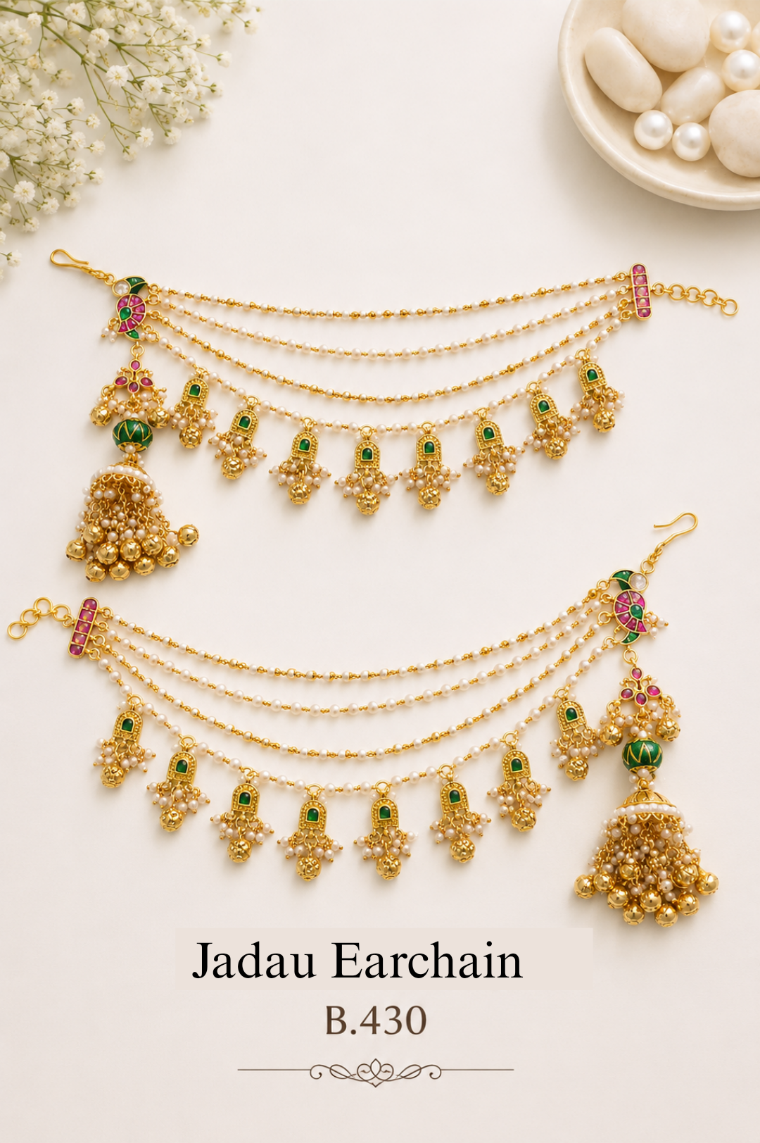Pachi-Kundan/Jadau Earchain