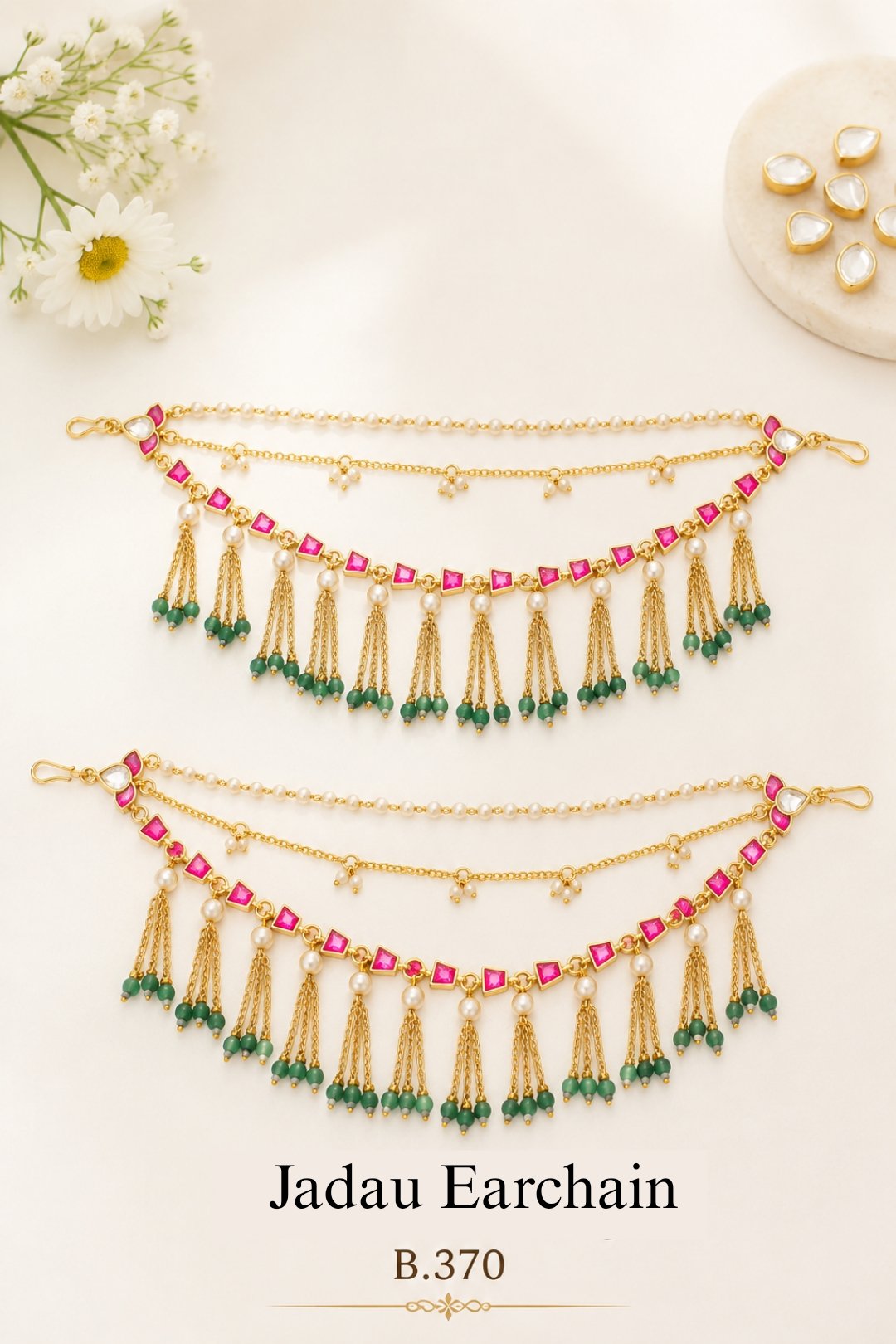 Pachi-Kundan/Jadau Earchain