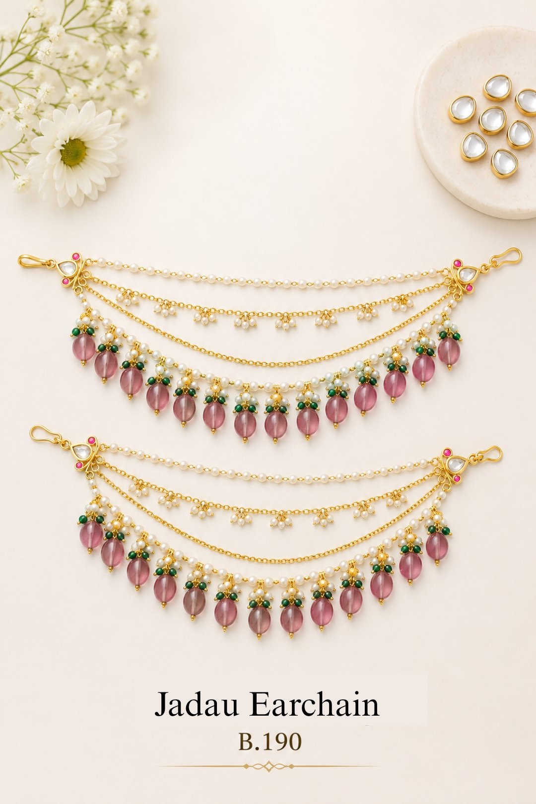Pachi-Kundan/Jadau Earchain