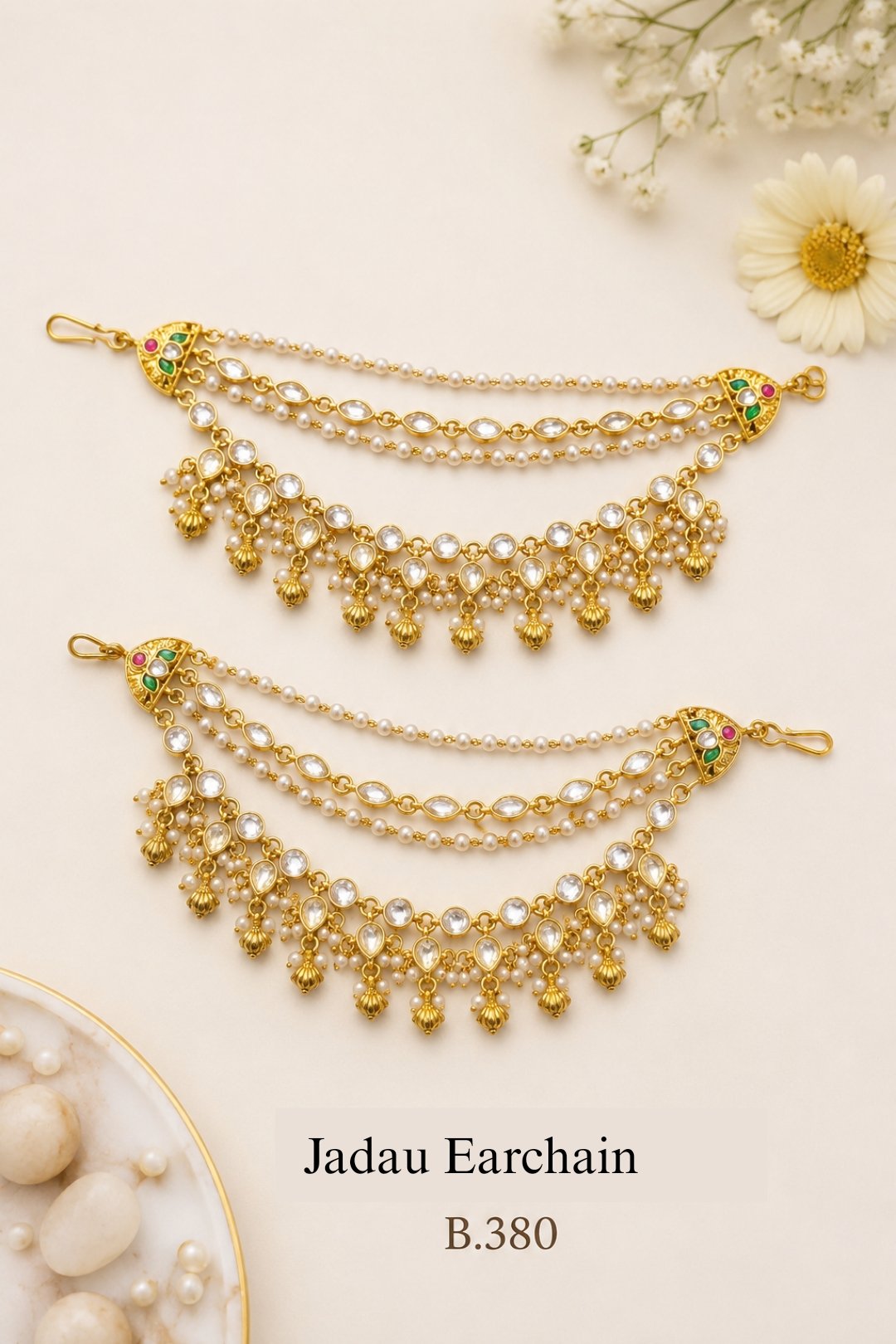 Pachi-Kundan/Jadau Earchain