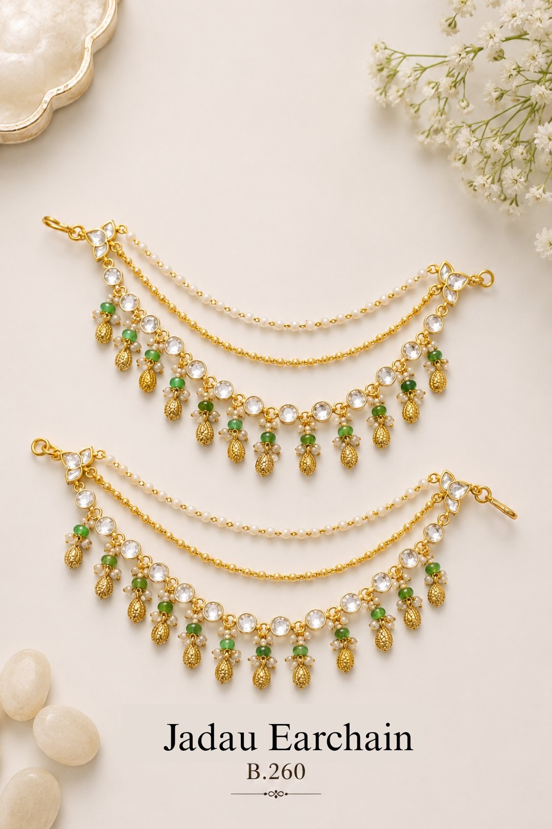Pachi-Kundan/Jadau Earchain
