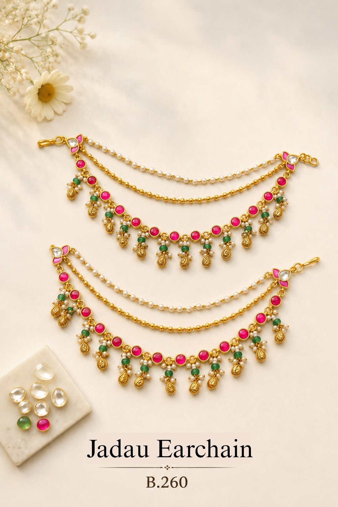 Pachi-Kundan/Jadau Earchain