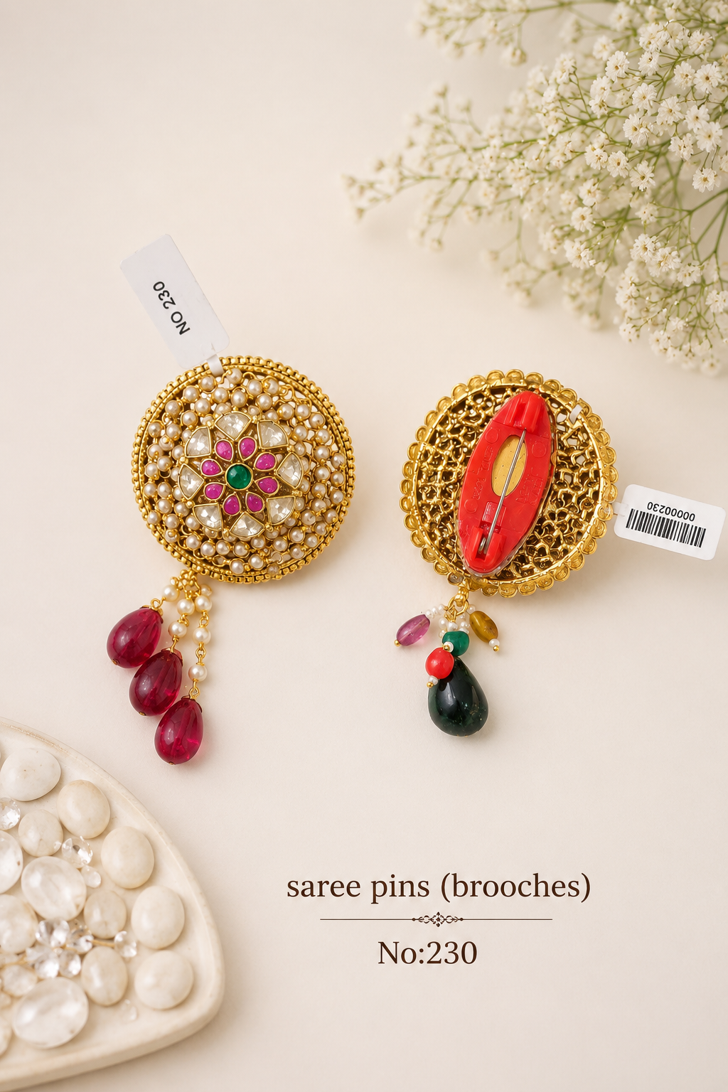 Pachi/Jadau Kundan Saree Pins [Brooches]