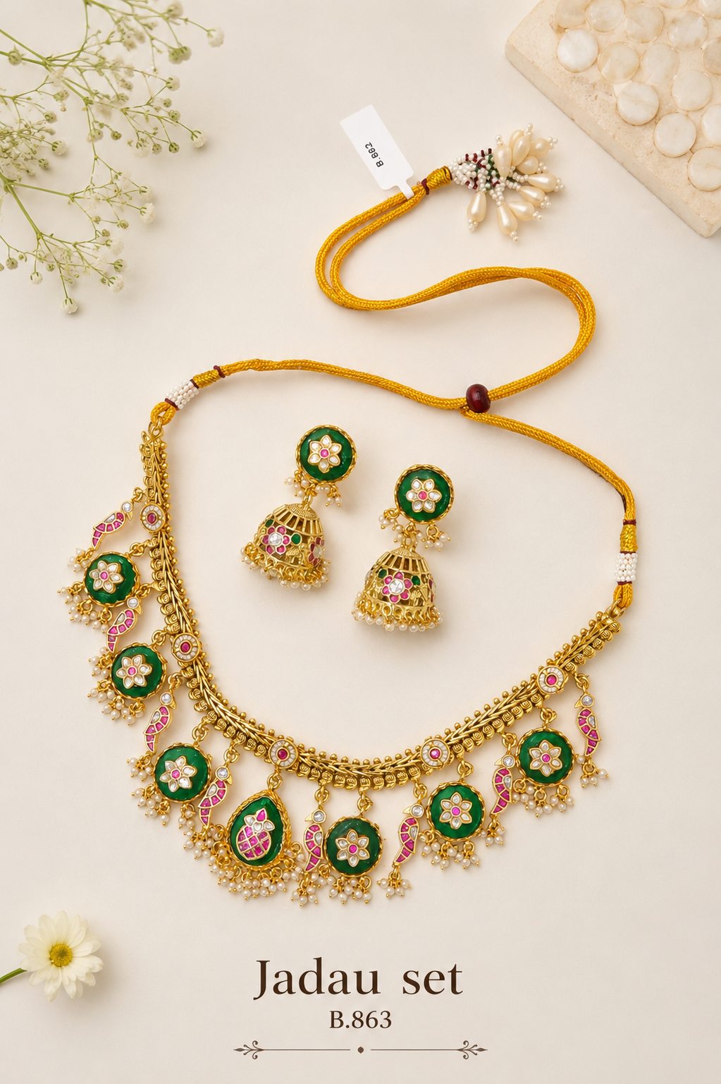 Pachi Kundan/ Jadau Necklace Set
