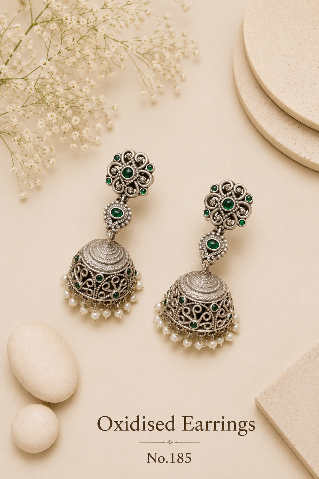 Oxidised Jumkha Earrings