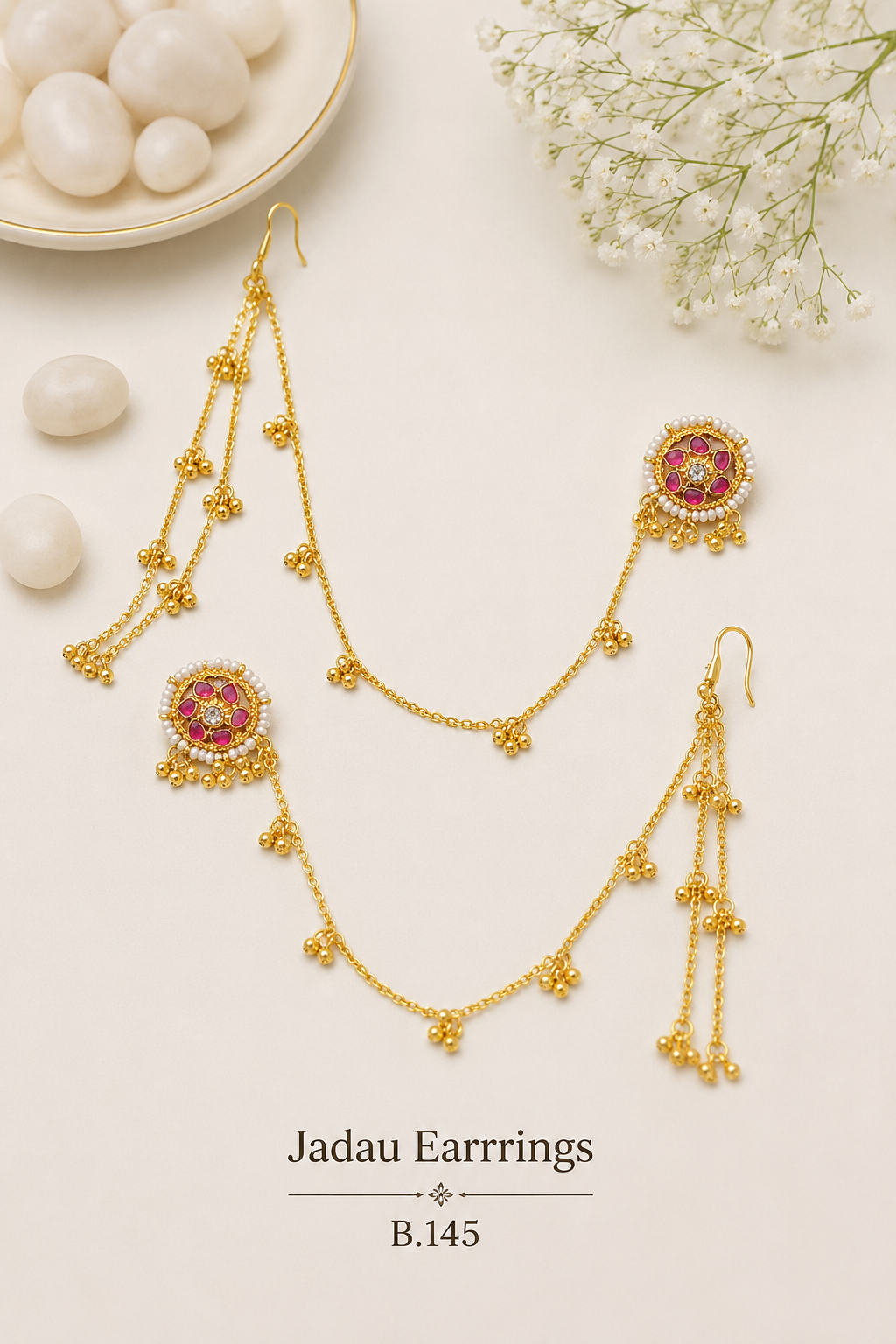 Pachi Kundan/ Jadau Earrings (Kashmiri)