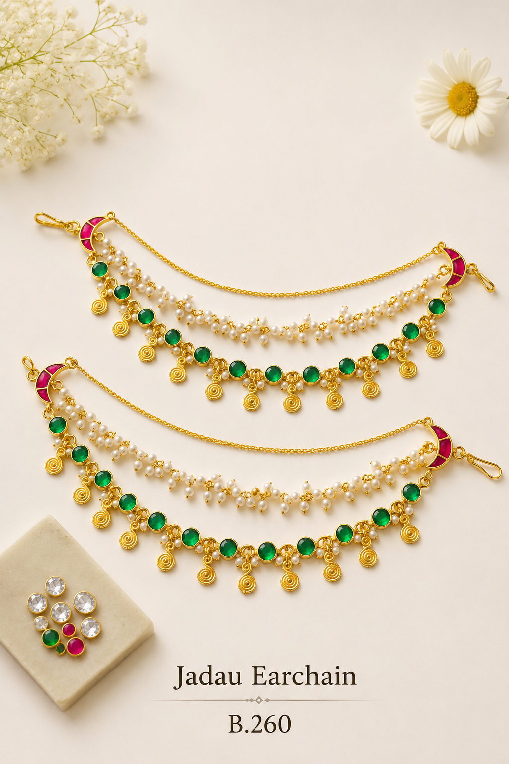 Pachi-Kundan/Jadau Earchain