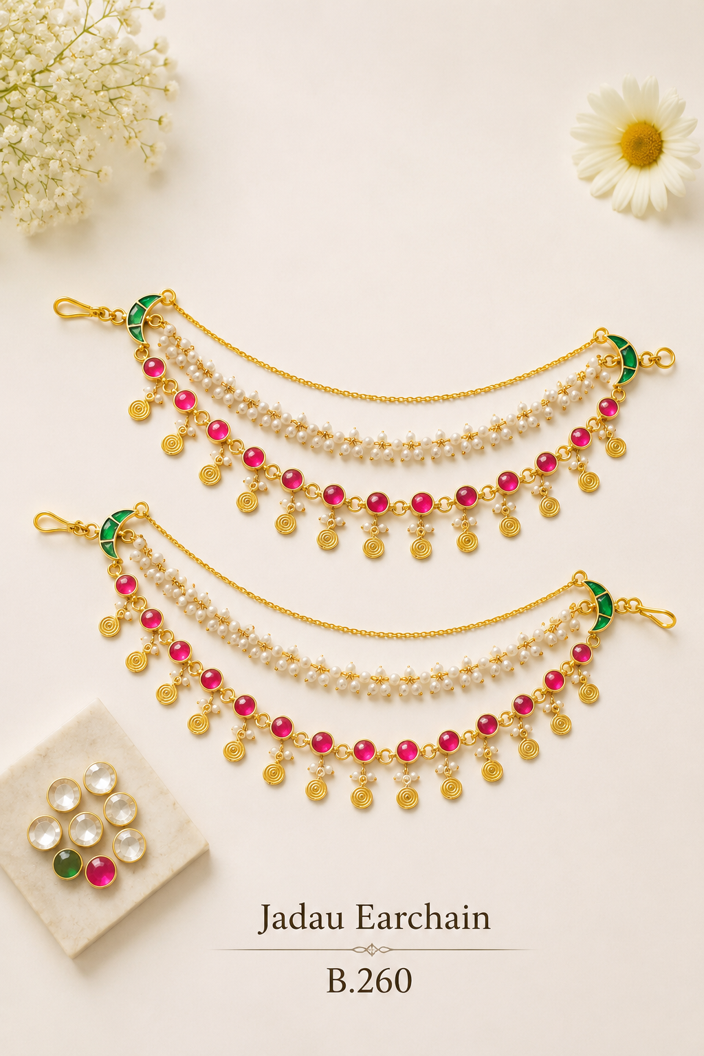 Pachi-Kundan/Jadau Earchain