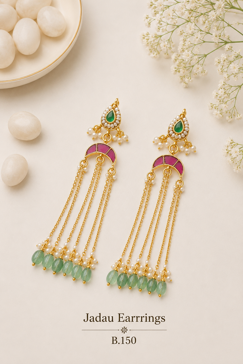 Pachi Kundan/ Jadau Earrings (Kashmiri)