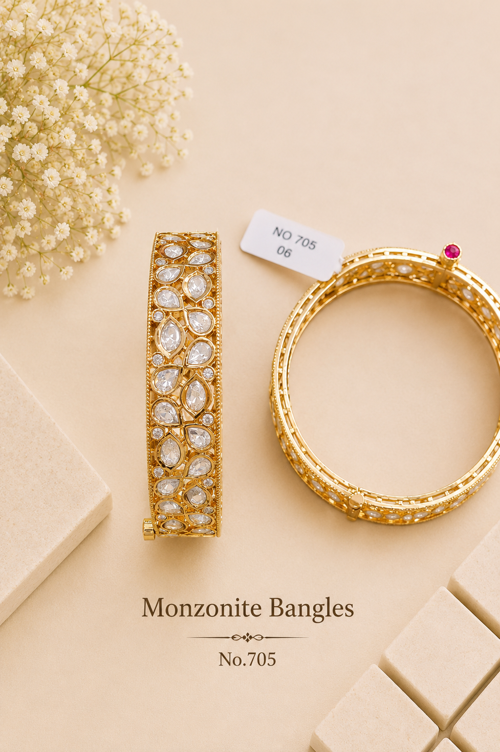 Monzonite Kundan Bangles