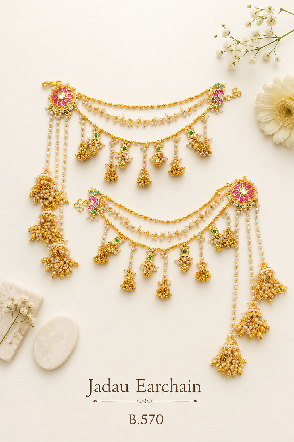 Pachi-Kundan/Jadau Earchain